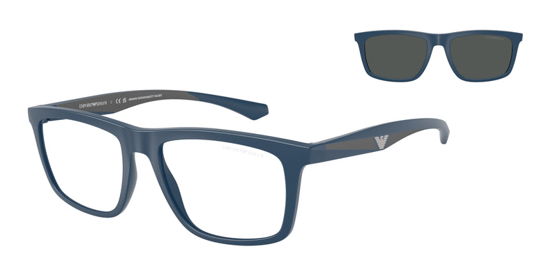 Emporio Armani EA4235F Square Sunglasses  61851W-Matte Blue 55-145-18 - Color Map Blue