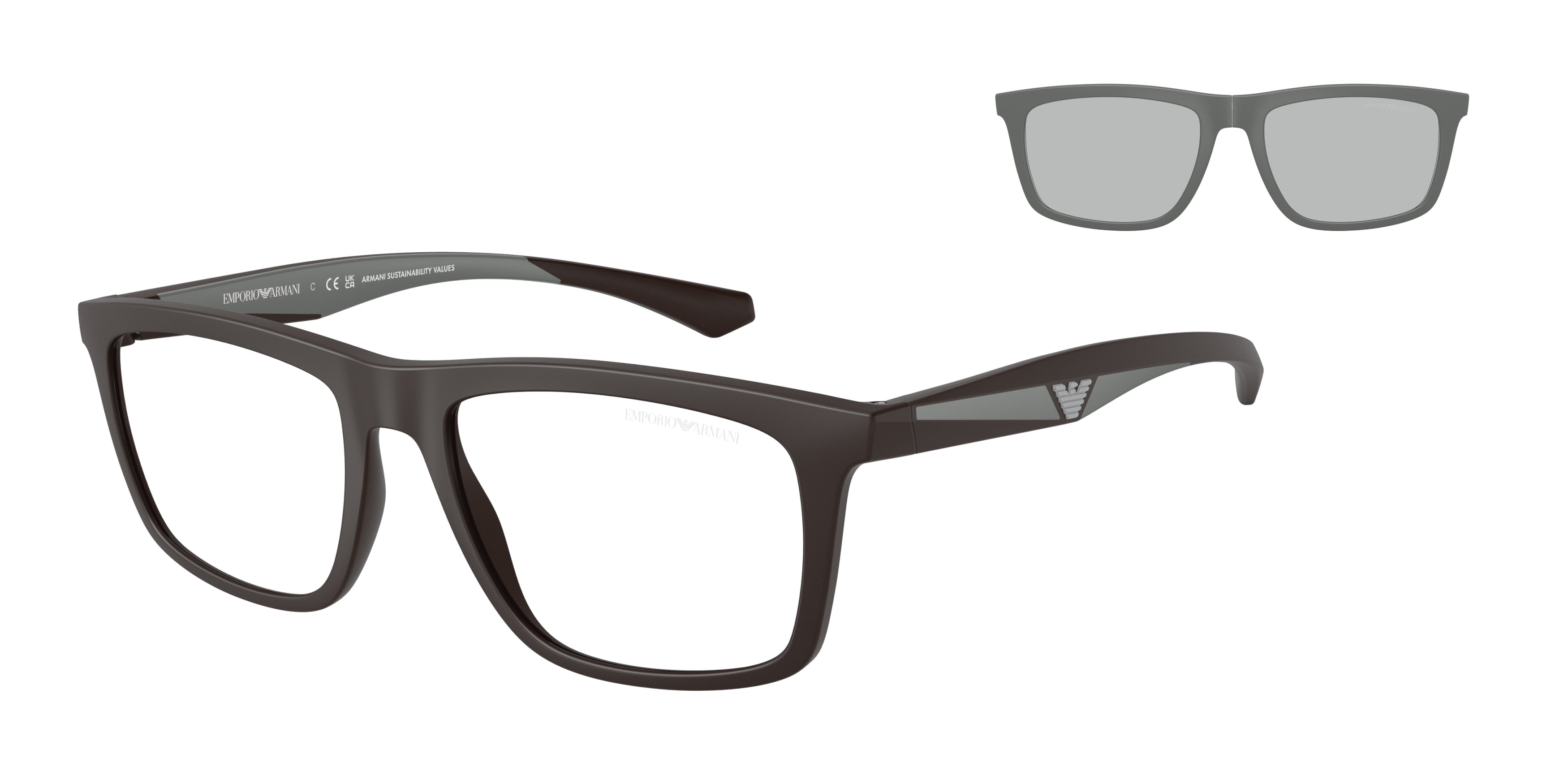 Emporio Armani EA4235F Square Sunglasses  61861W-Matte Brown 55-145-18 - Color Map Brown