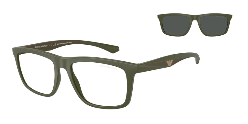 Emporio Armani EA4235 Square Sunglasses  61841W-Matte Green 55-145-18 - Color Map Green