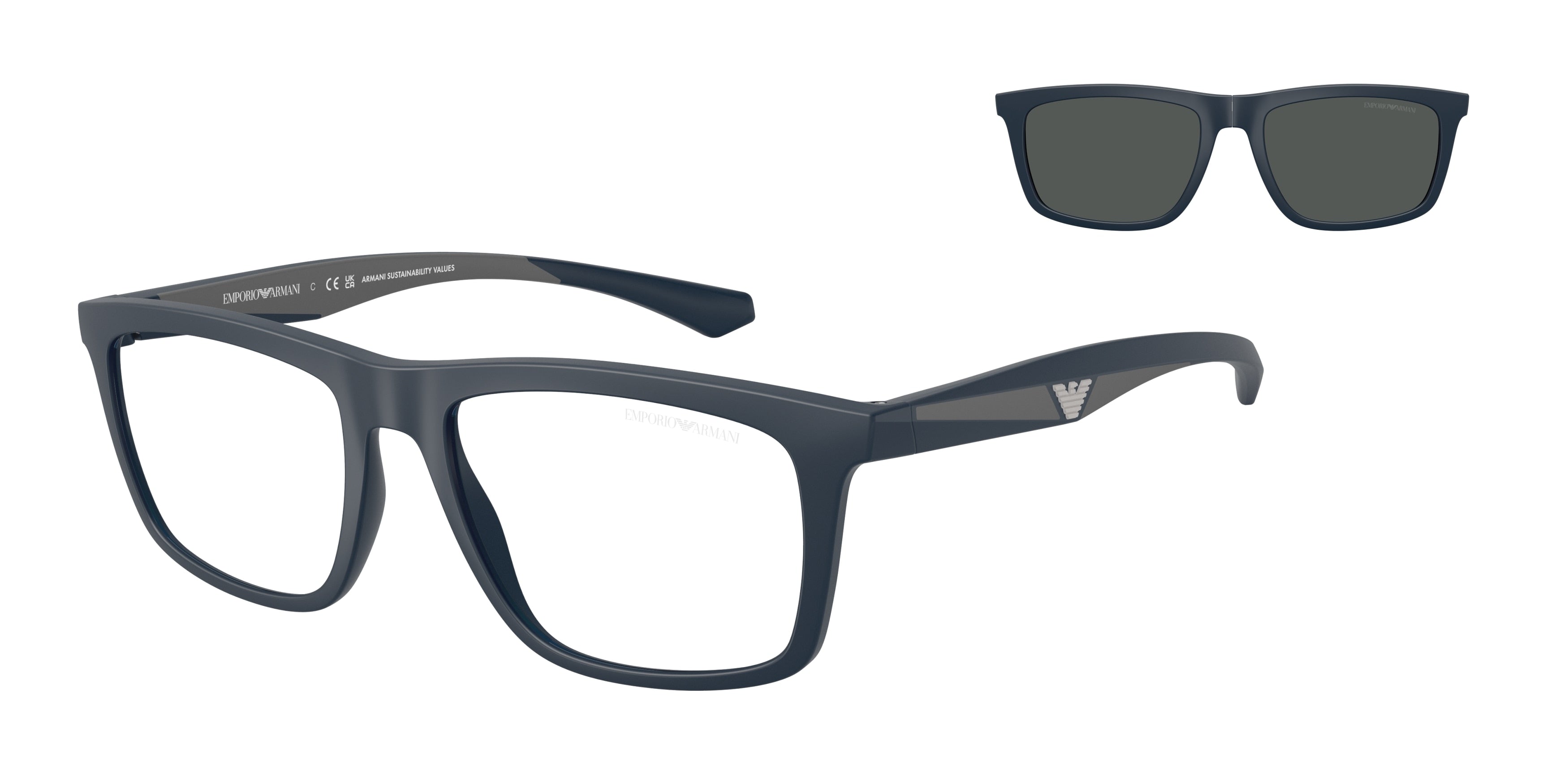 Emporio Armani EA4235 Square Sunglasses  61851W-Matte Blue 55-145-18 - Color Map Blue