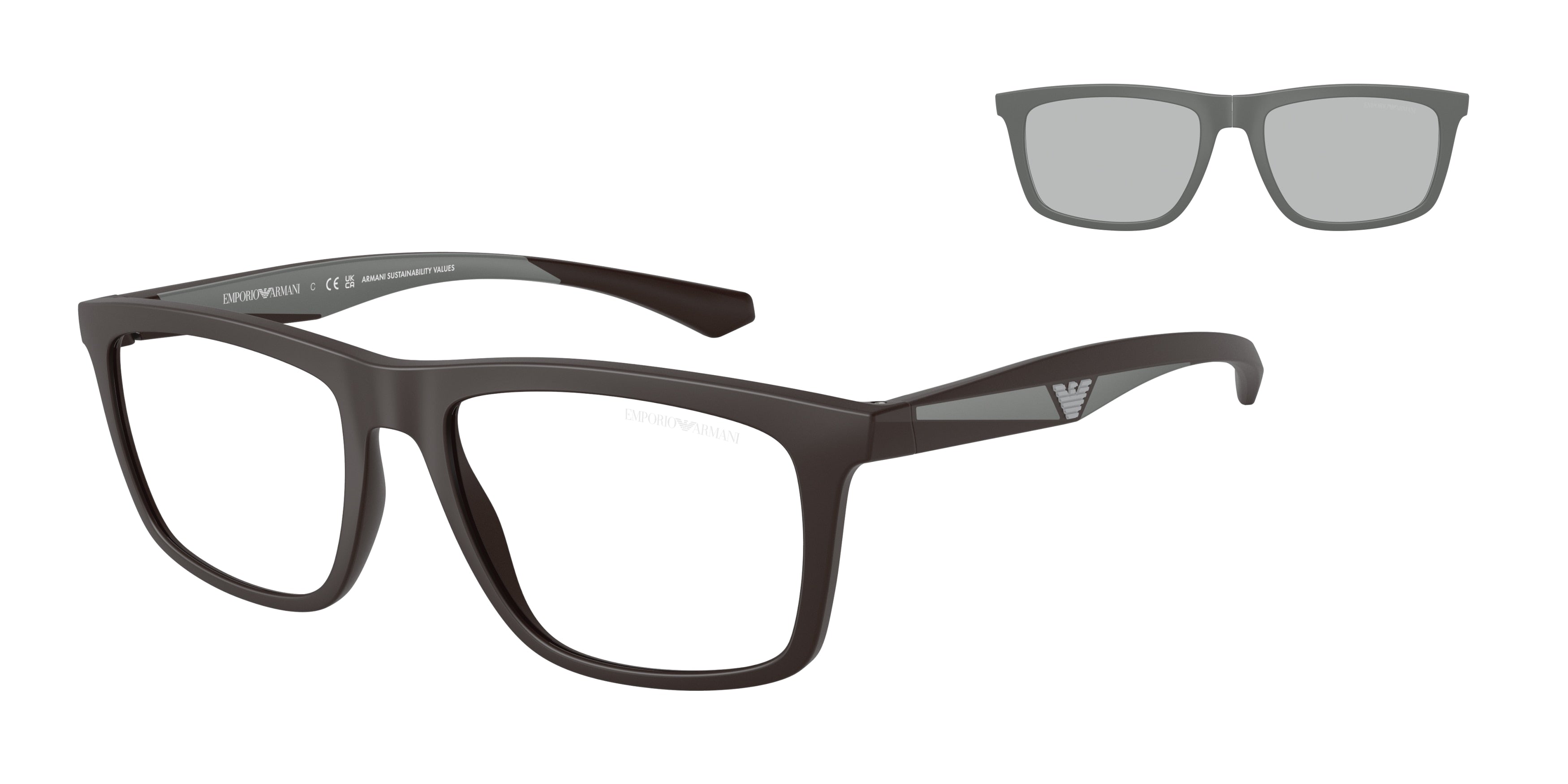 Emporio Armani EA4235 Square Sunglasses  61861W-Matte Brown 55-145-18 - Color Map Brown