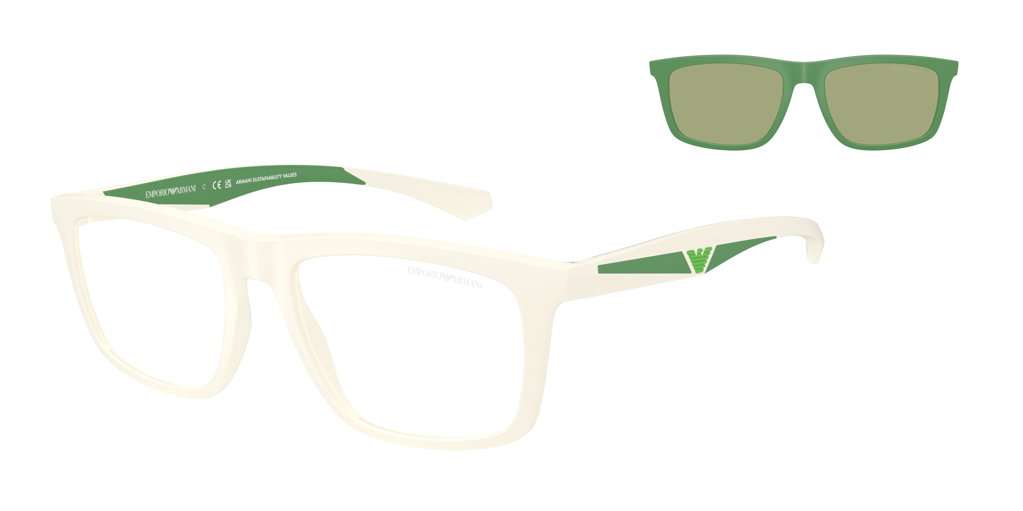 Emporio Armani EA4235 Square Sunglasses  61871W-Matte White 55-145-18 - Color Map White