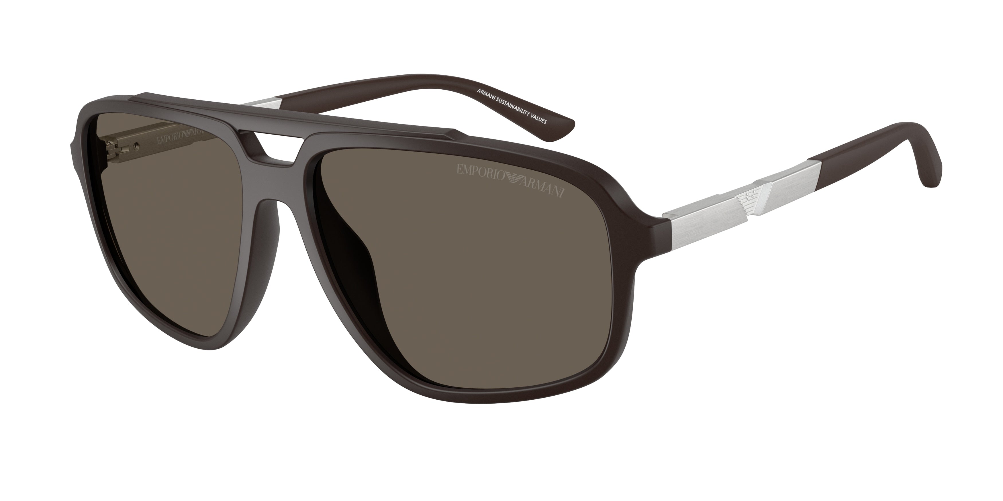 Emporio Armani EA4236U Pilot Sunglasses  6186/3-Dark Brown 59-145-15 - Color Map Brown