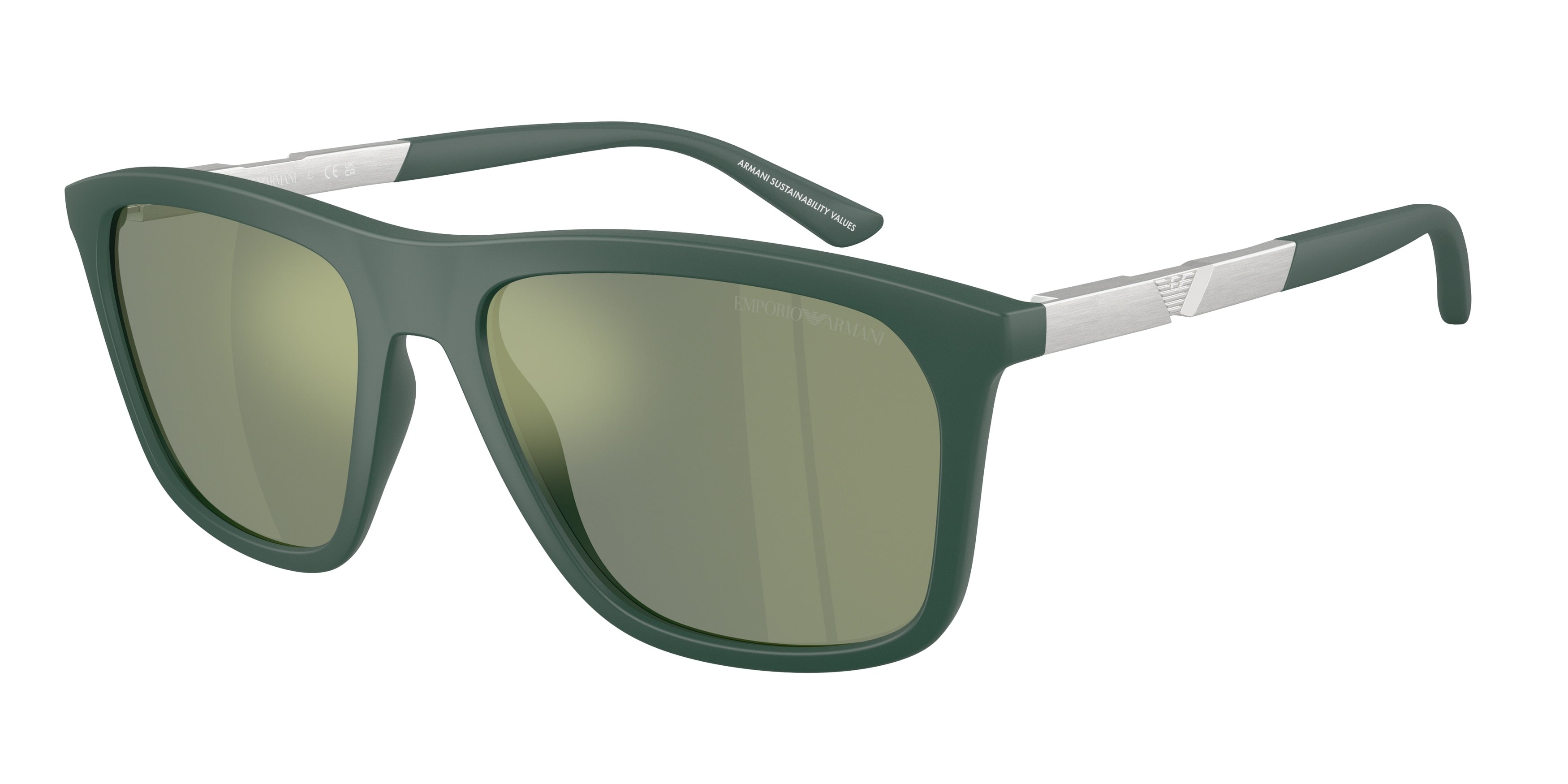 Emporio Armani EA4237 Square Sunglasses  61906R-Matte Dark Green 57-145-18 - Color Map Green