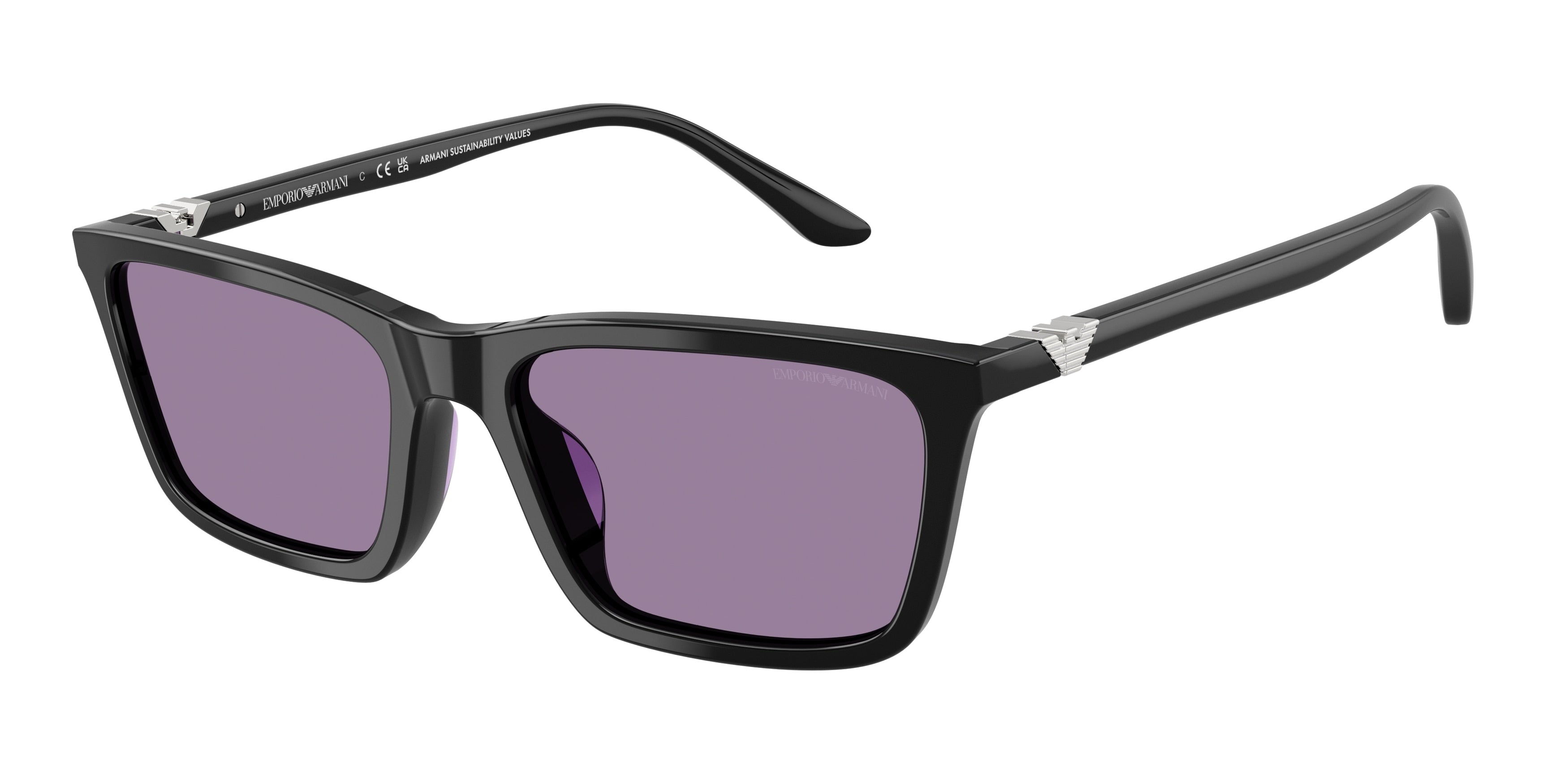 Emporio Armani EA4239U Rectangle Sunglasses  501769-Shiny Black 55-140-18 - Color Map Black
