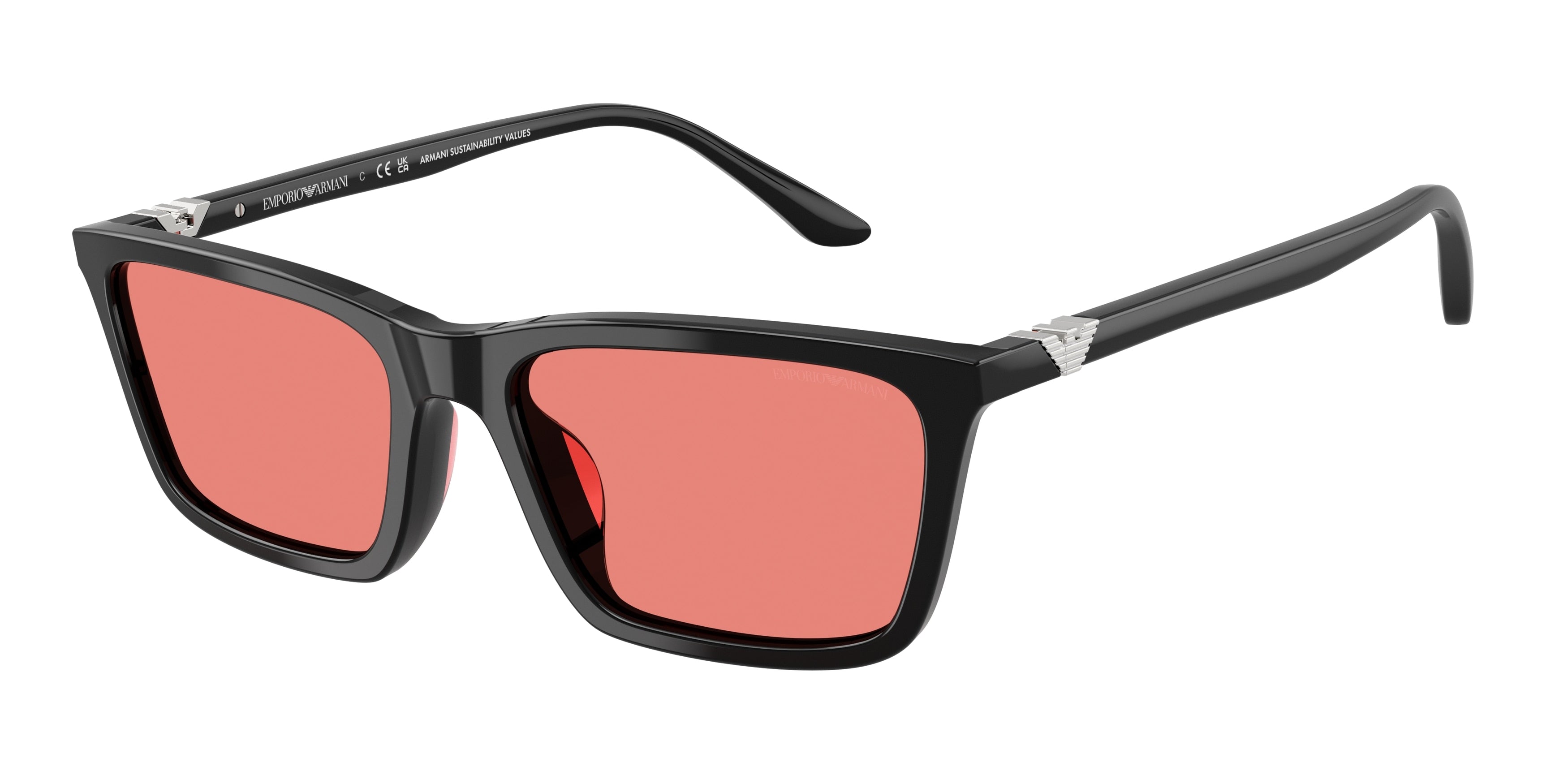 Emporio Armani EA4239U Rectangle Sunglasses  501784-Shiny Black 55-140-18 - Color Map Black