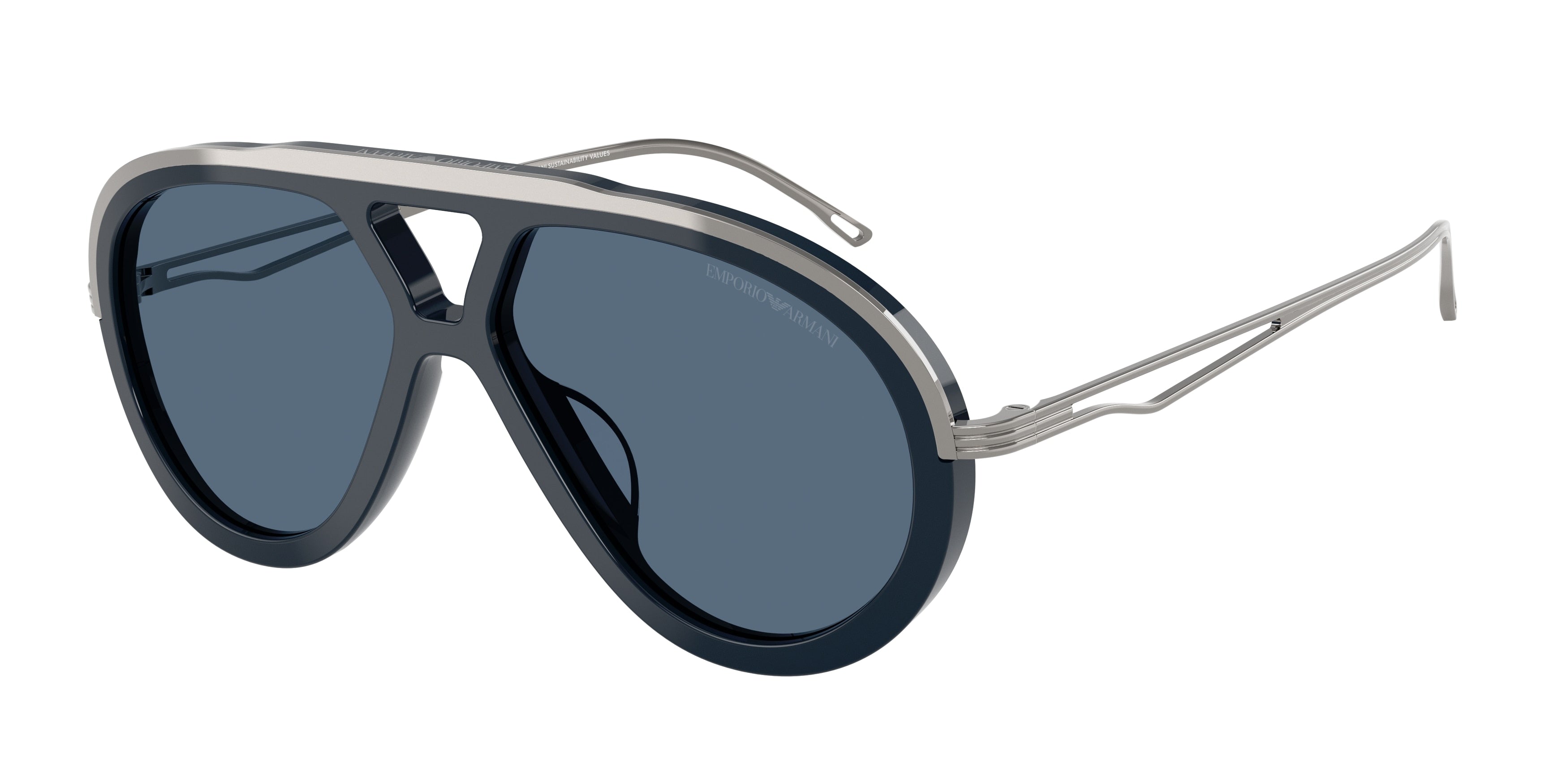 Emporio Armani EA4242U Pilot Sunglasses  621380-Shiny Blue 56-145-14 - Color Map Blue