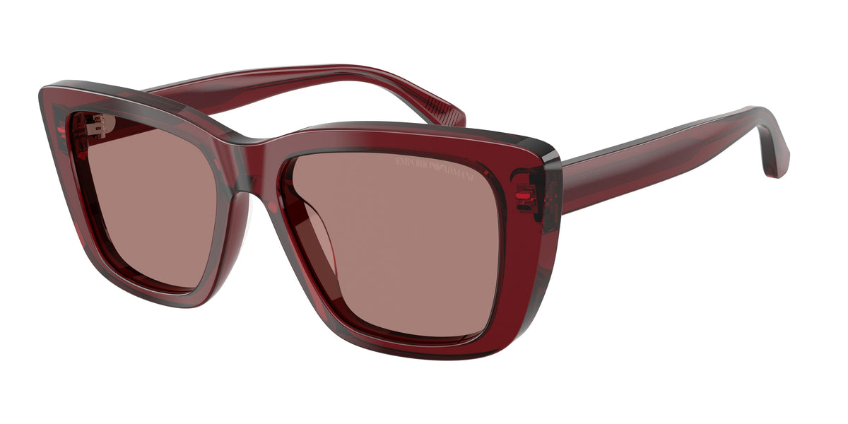 Emporio Armani EA4246U Cat Eye Sunglasses  625473-Shiny Transparent Bordeaux 54-140-17 - Color Map Red