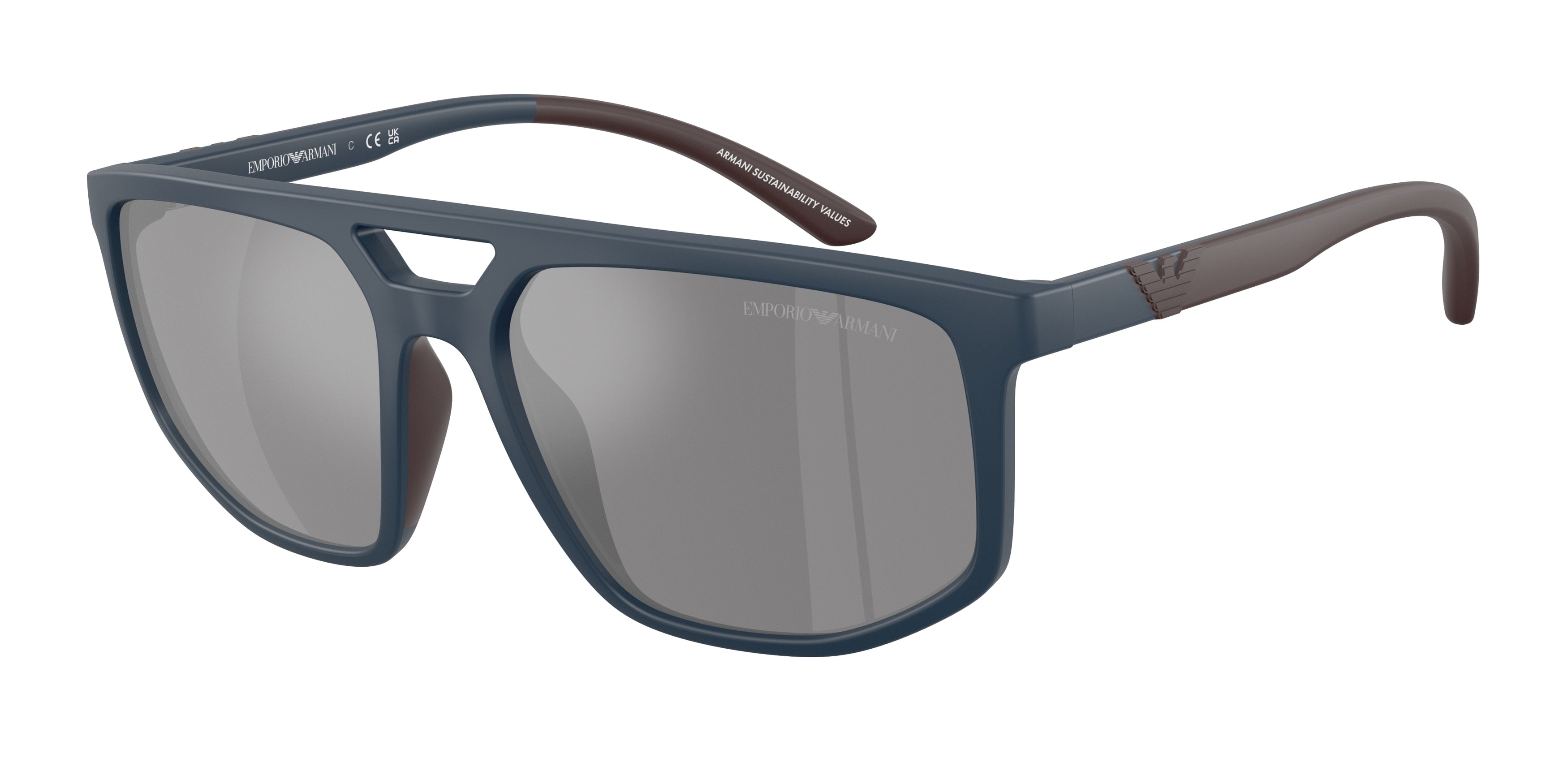 Emporio Armani EA4248U Pilot Sunglasses  62606G-Matte Blue 58-145-18 - Color Map Blue