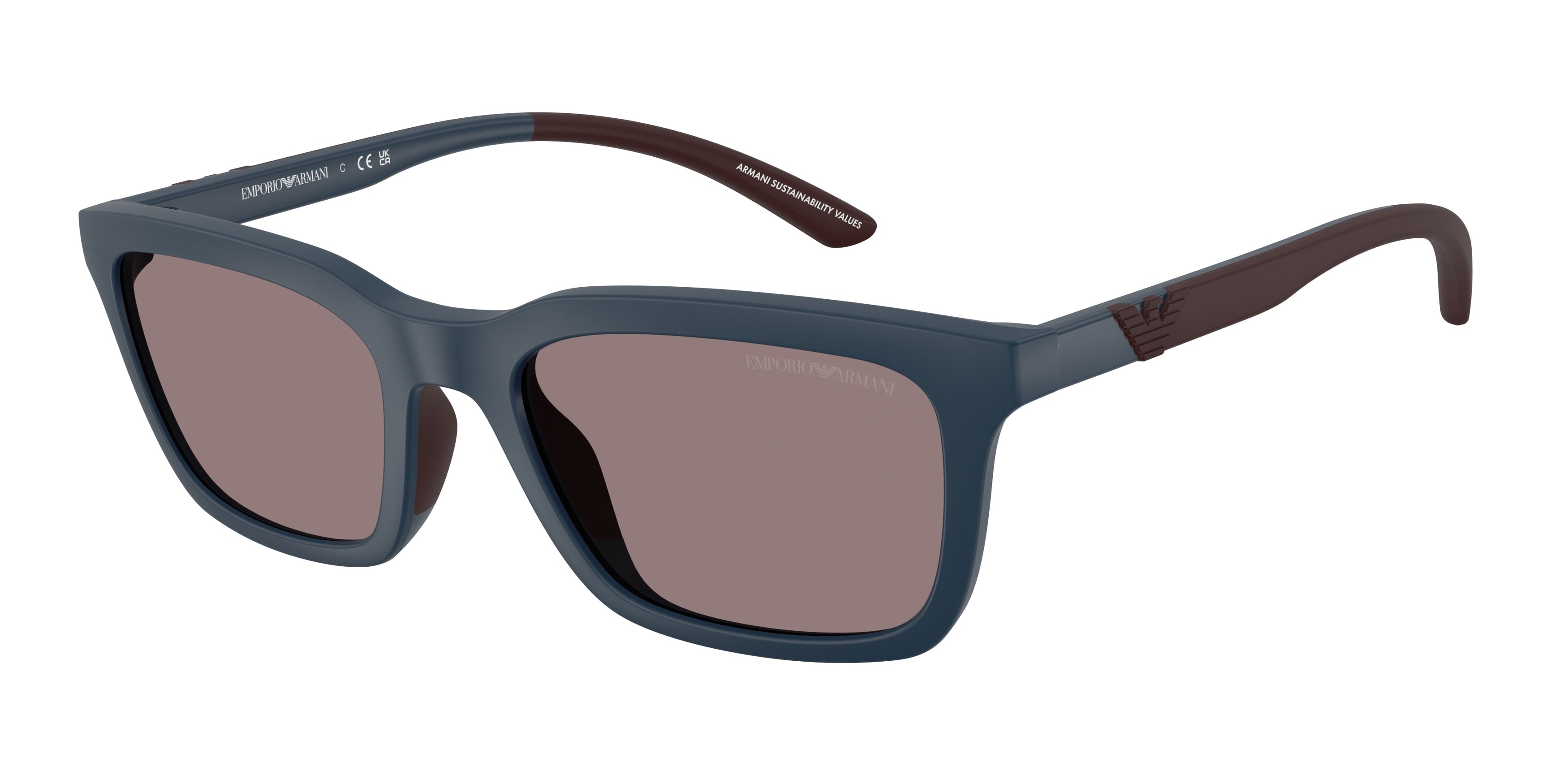 Emporio Armani EA4249U Rectangle Sunglasses  62607N-Matte Blue 55-145-20 - Color Map Blue
