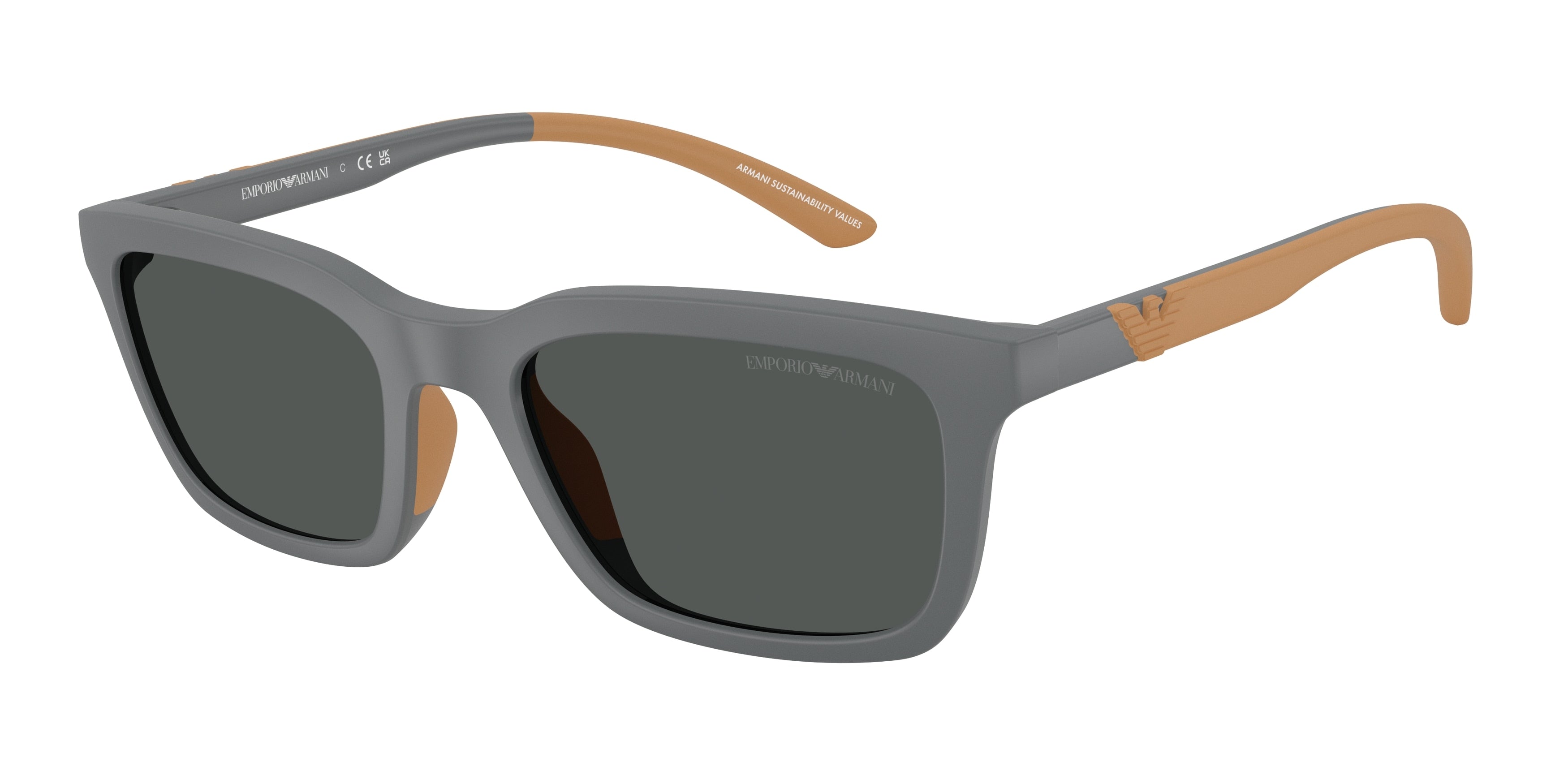 Emporio Armani EA4249U Rectangle Sunglasses  626187-Matte Grey 55-145-20 - Color Map Grey