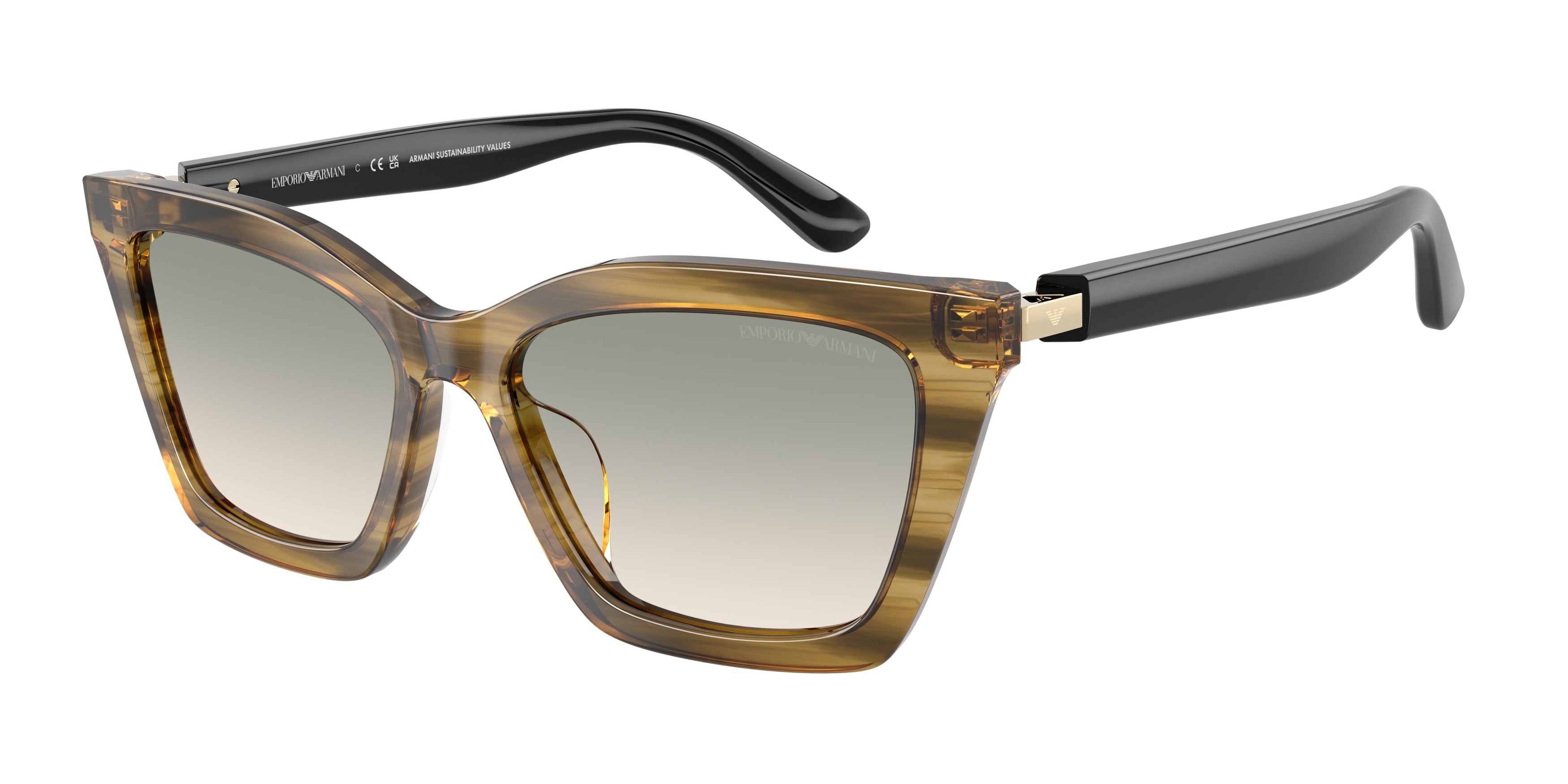 Emporio Armani EA4250U Butterfly Sunglasses  62672C-Shiny Striped Green 54-140-16 - Color Map Green