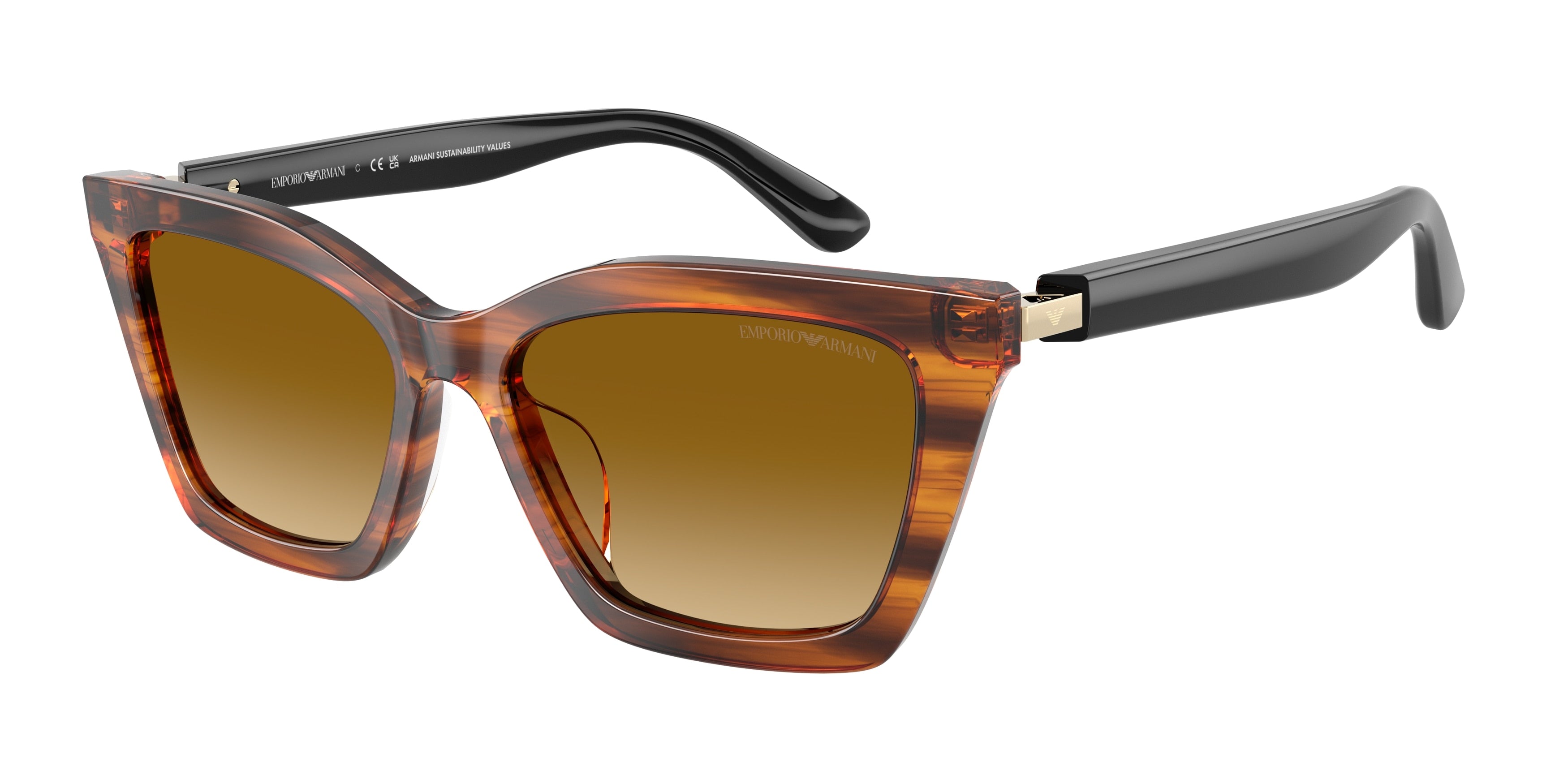 Emporio Armani EA4250U Butterfly Sunglasses  62682L-Shiny Striped Yellow 54-140-16 - Color Map Yellow