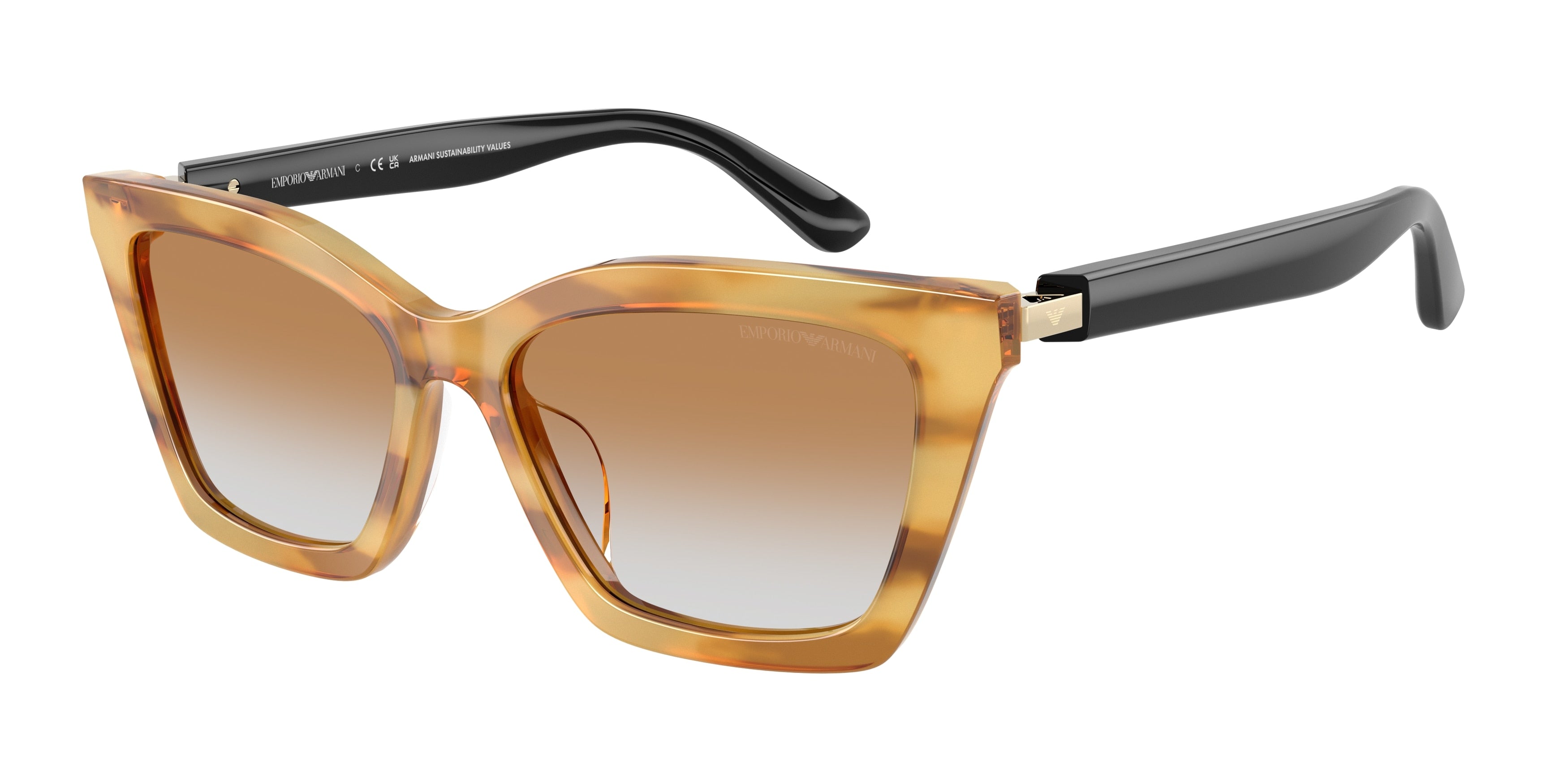 Emporio Armani EA4250U Butterfly Sunglasses  62692Q-Shiny Striped Honey 54-140-16 - Color Map Yellow