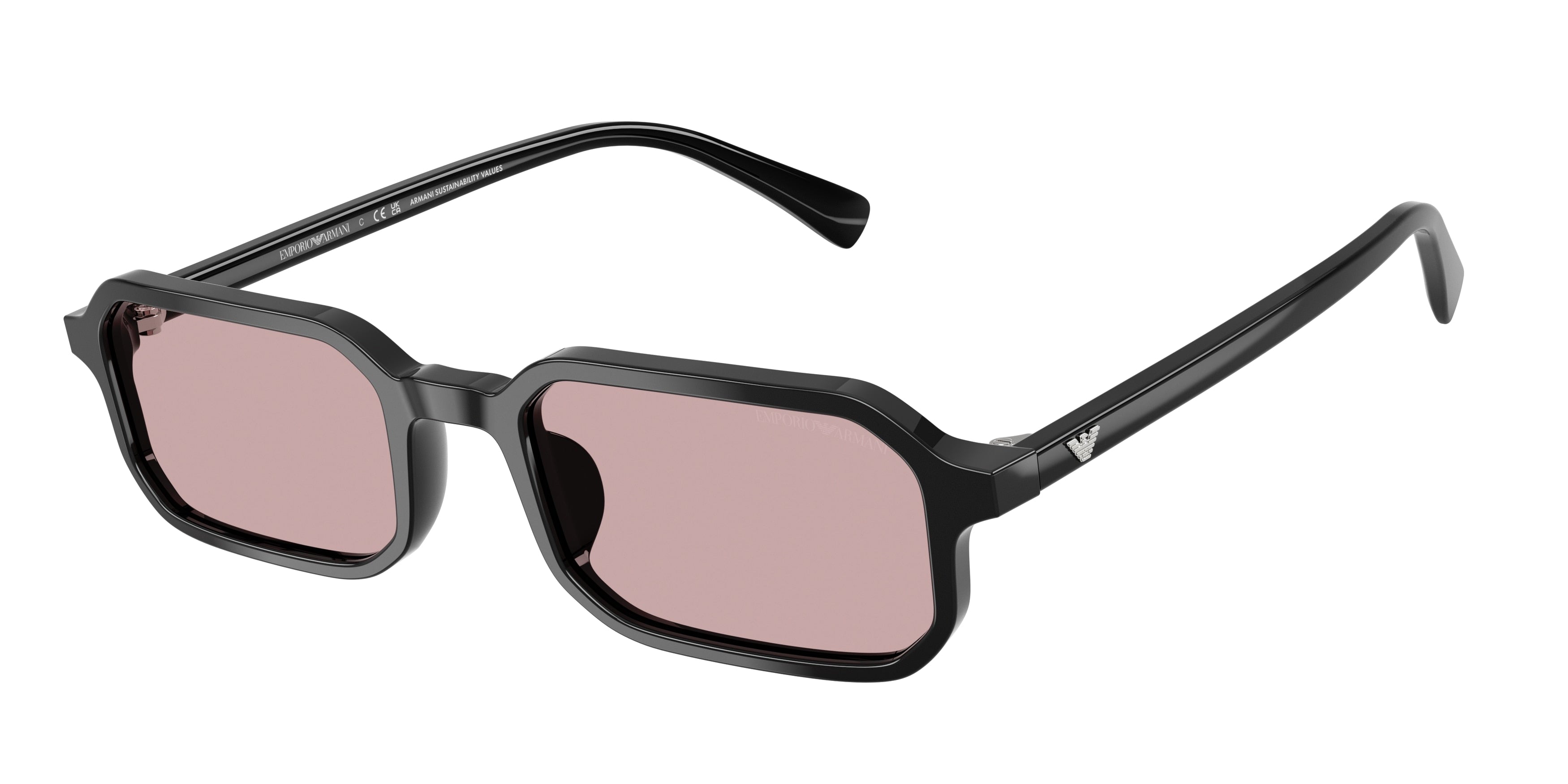 Emporio Armani EA4253U Rectangle Sunglasses  501773-Shiny Black 54-145-21 - Color Map Black