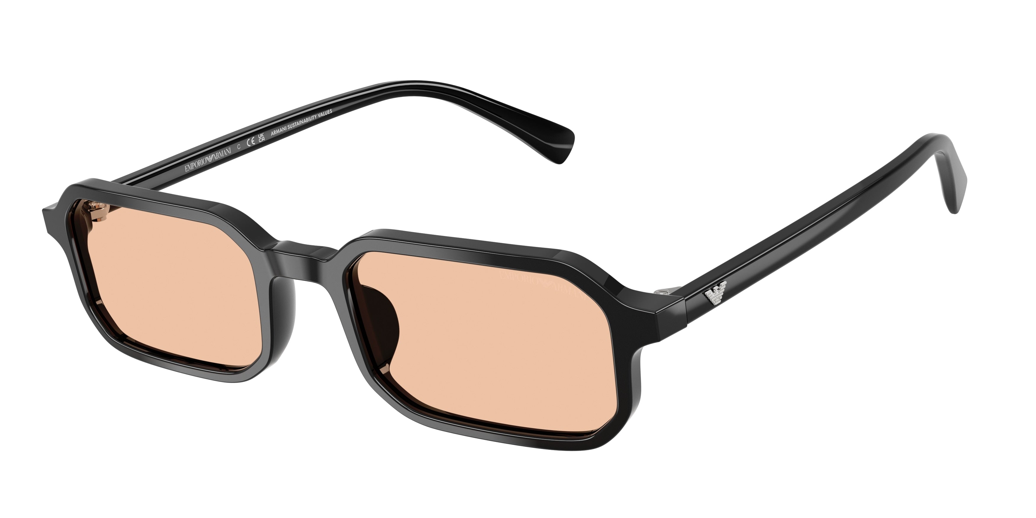 Emporio Armani EA4253U Rectangle Sunglasses  501793-Shiny Black 54-145-21 - Color Map Black