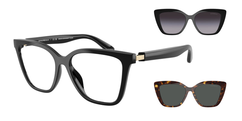 Emporio Armani EA4254U Cat Eye Sunglasses  50171W-Shiny Black 54-140-16 - Color Map Black
