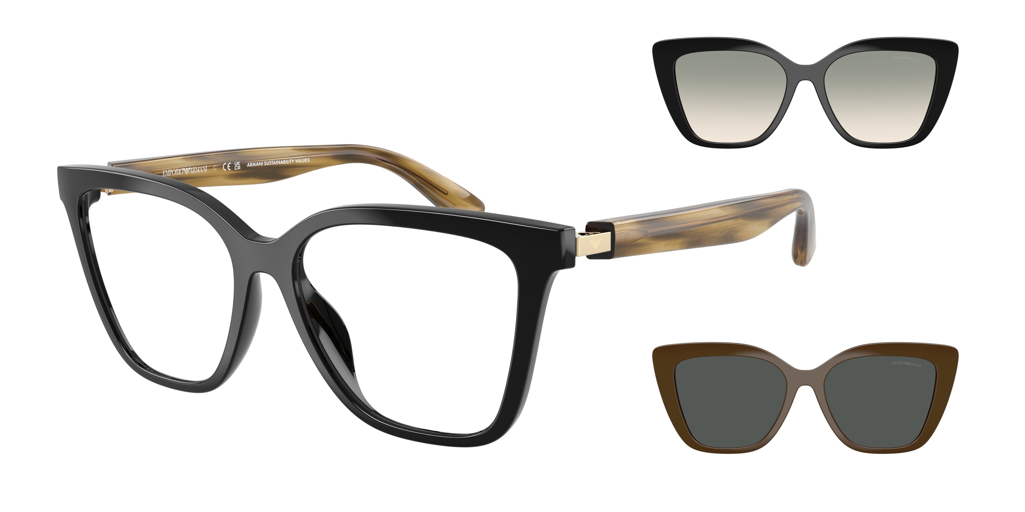 Emporio Armani EA4254U Cat Eye Sunglasses  62671W-Shiny Black 54-140-16 - Color Map Black