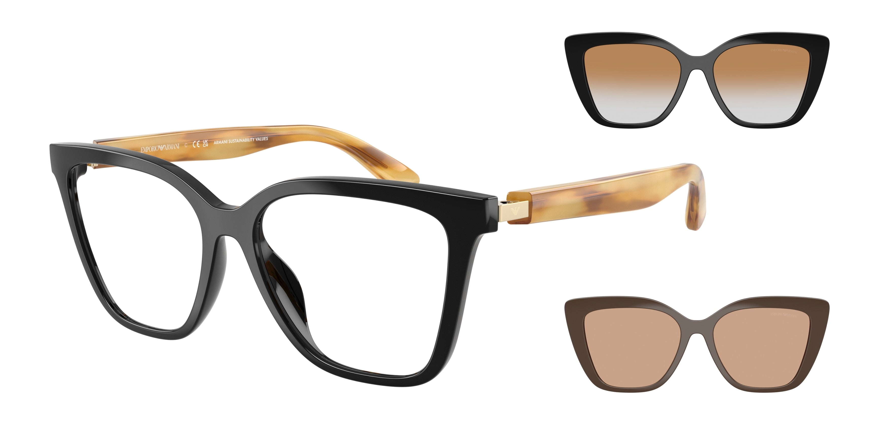 Emporio Armani EA4254U Cat Eye Sunglasses  62691W-Shiny Black 54-140-16 - Color Map Black