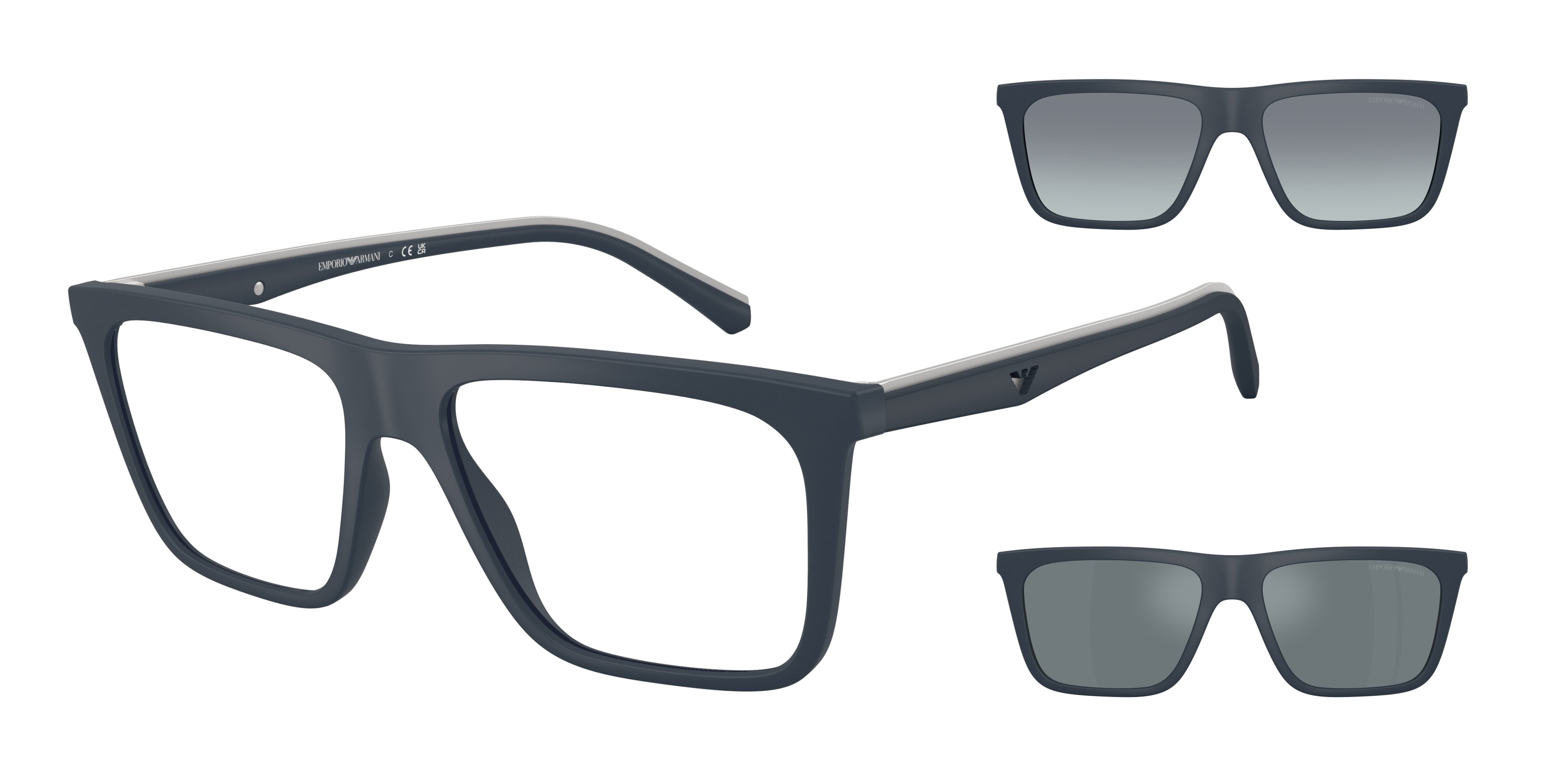 Emporio Armani EA4258F Square Sunglasses for Men — Free Shipping - 56-145-17 / 50881W-Matte Blue
