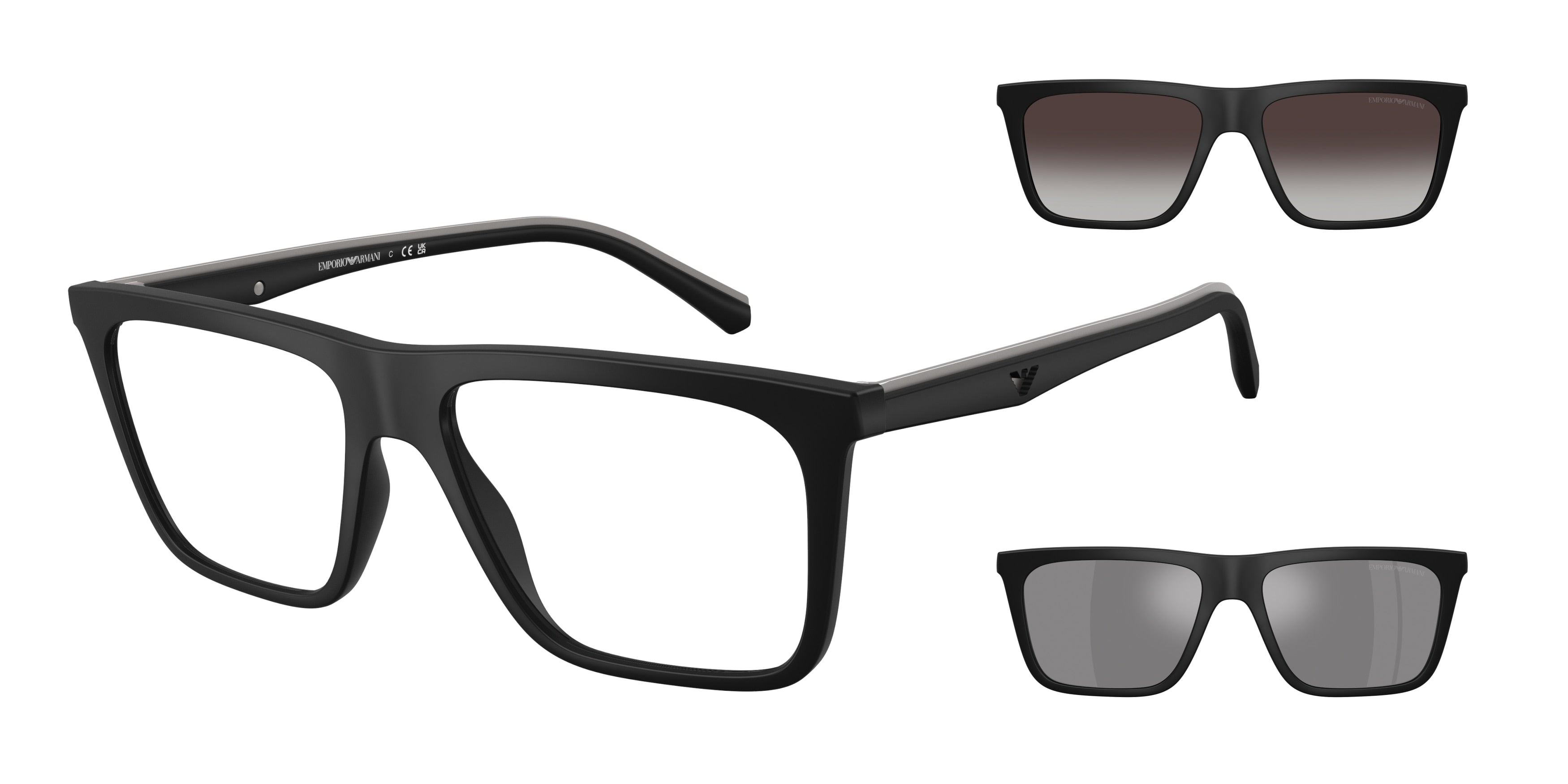 Emporio Armani EA4258 Square Sunglasses for Men — Free Shipping - 54-145-17 / 50011W-Matte Black