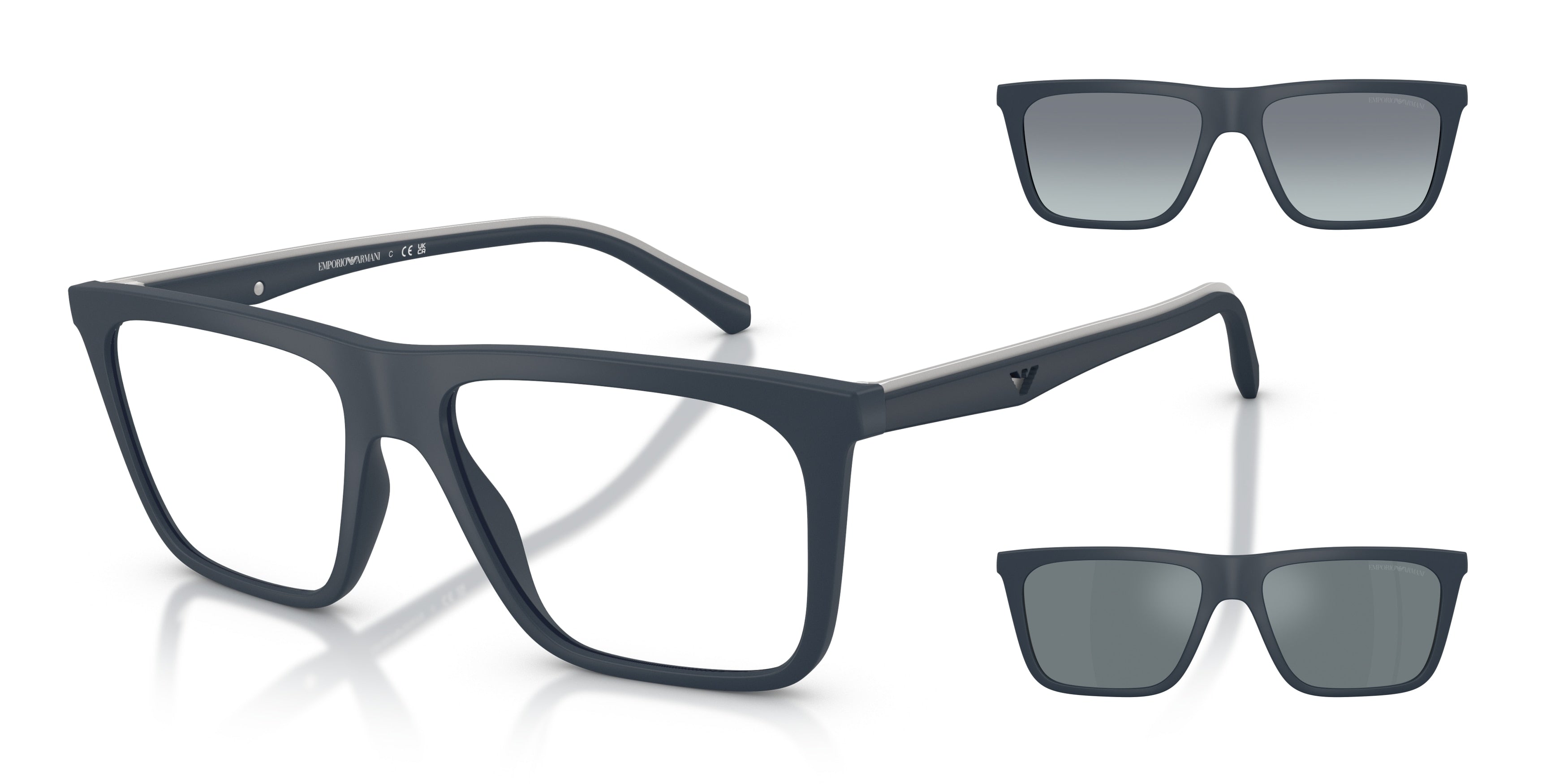 Emporio Armani EA4258 Square Sunglasses for Men — Free Shipping - 54-145-17 / 50881W-Matte Blue