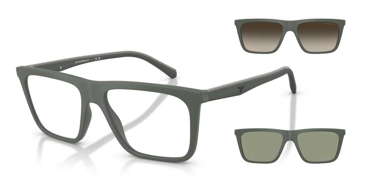 Emporio Armani EA4258 Square Sunglasses for Men — Free Shipping - 54-145-17 / 63121W-Matte Green