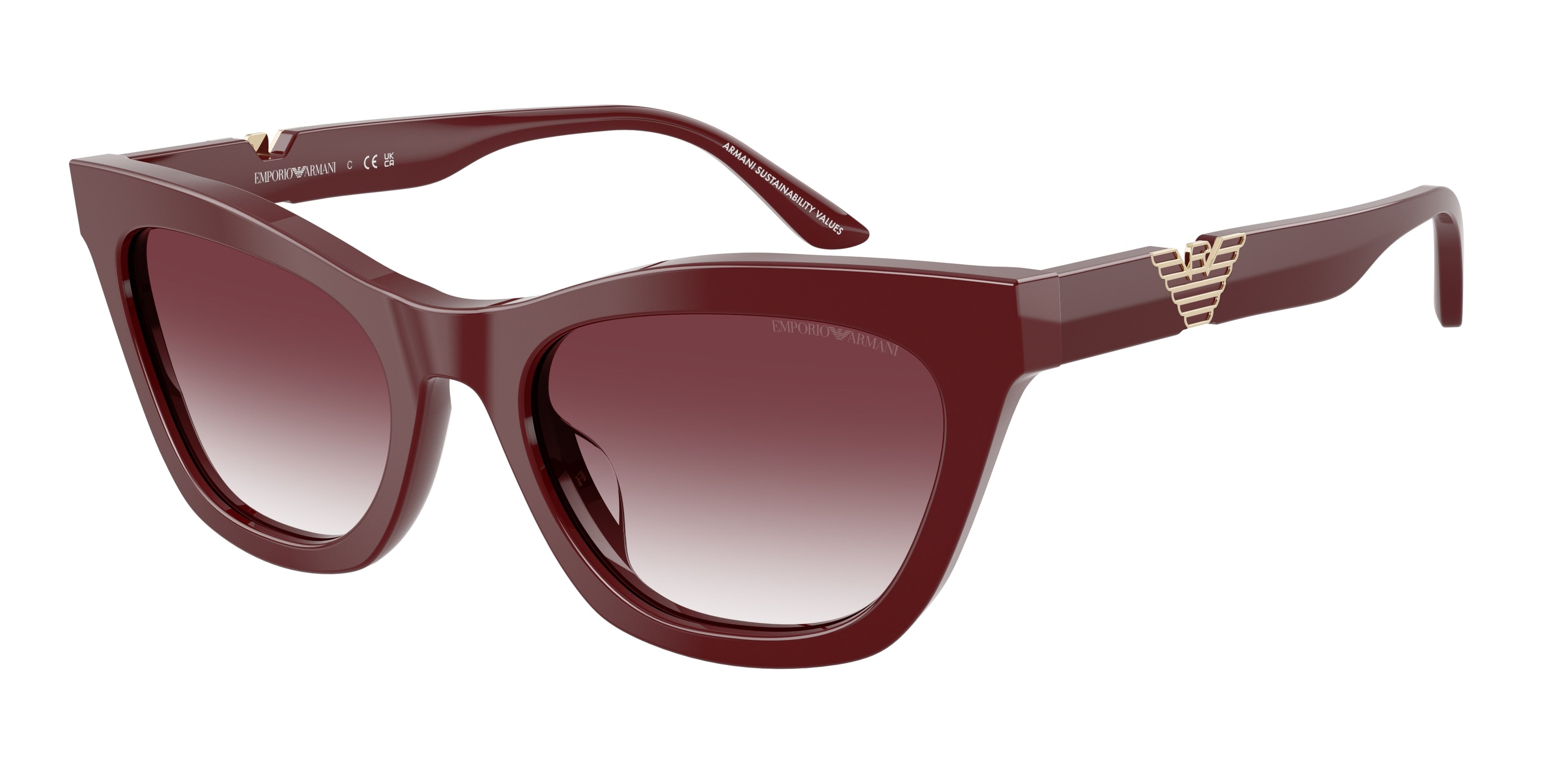 Emporio Armani EA4259U Cat Eye Sunglasses for Women — Free Shipping - 55-140-20 / 63238H-Shiny Bordeaux