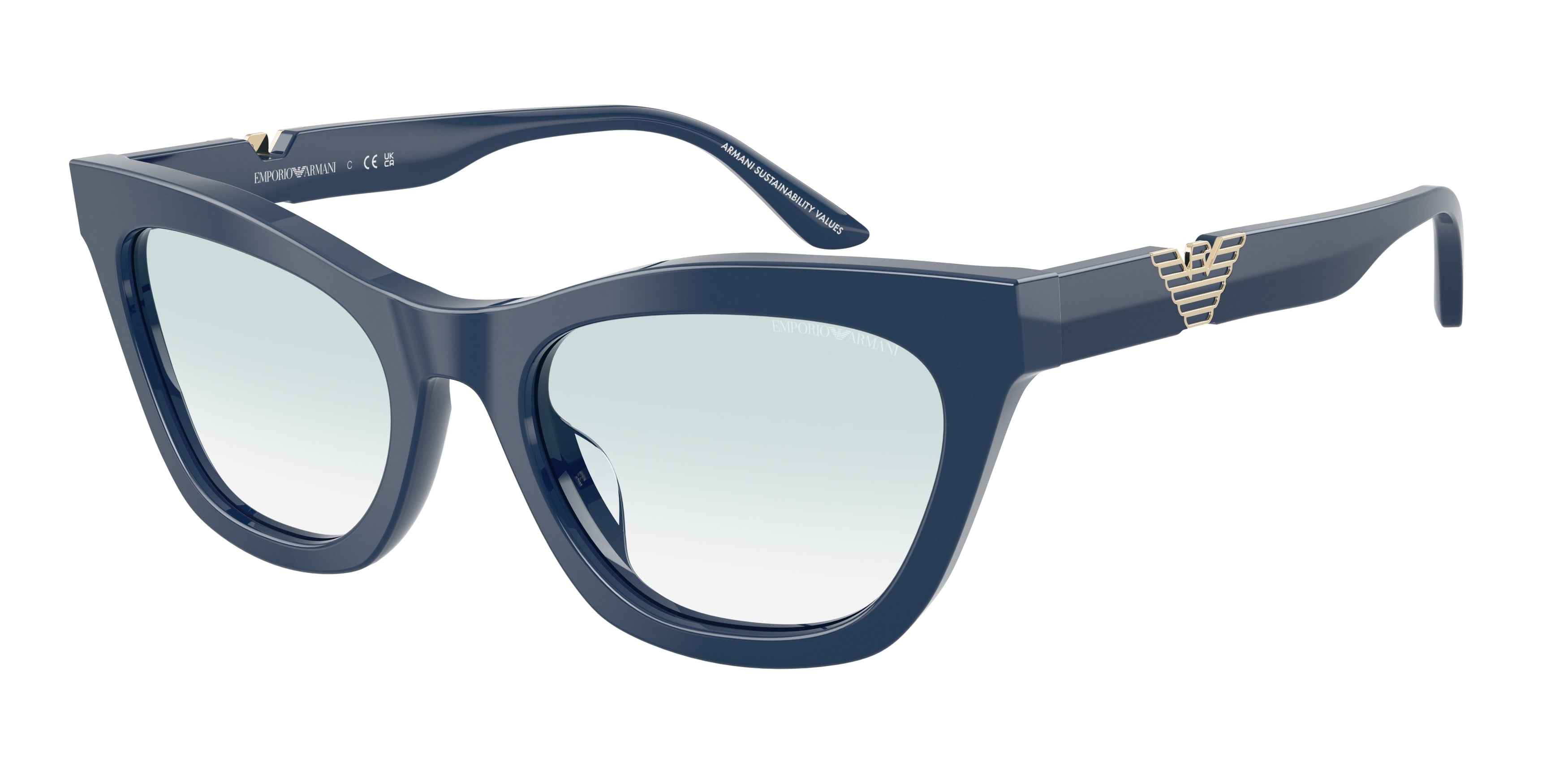 Emporio Armani EA4259U Cat Eye Sunglasses for Women — Free Shipping - 55-140-20 / 63253F-Shiny Blue