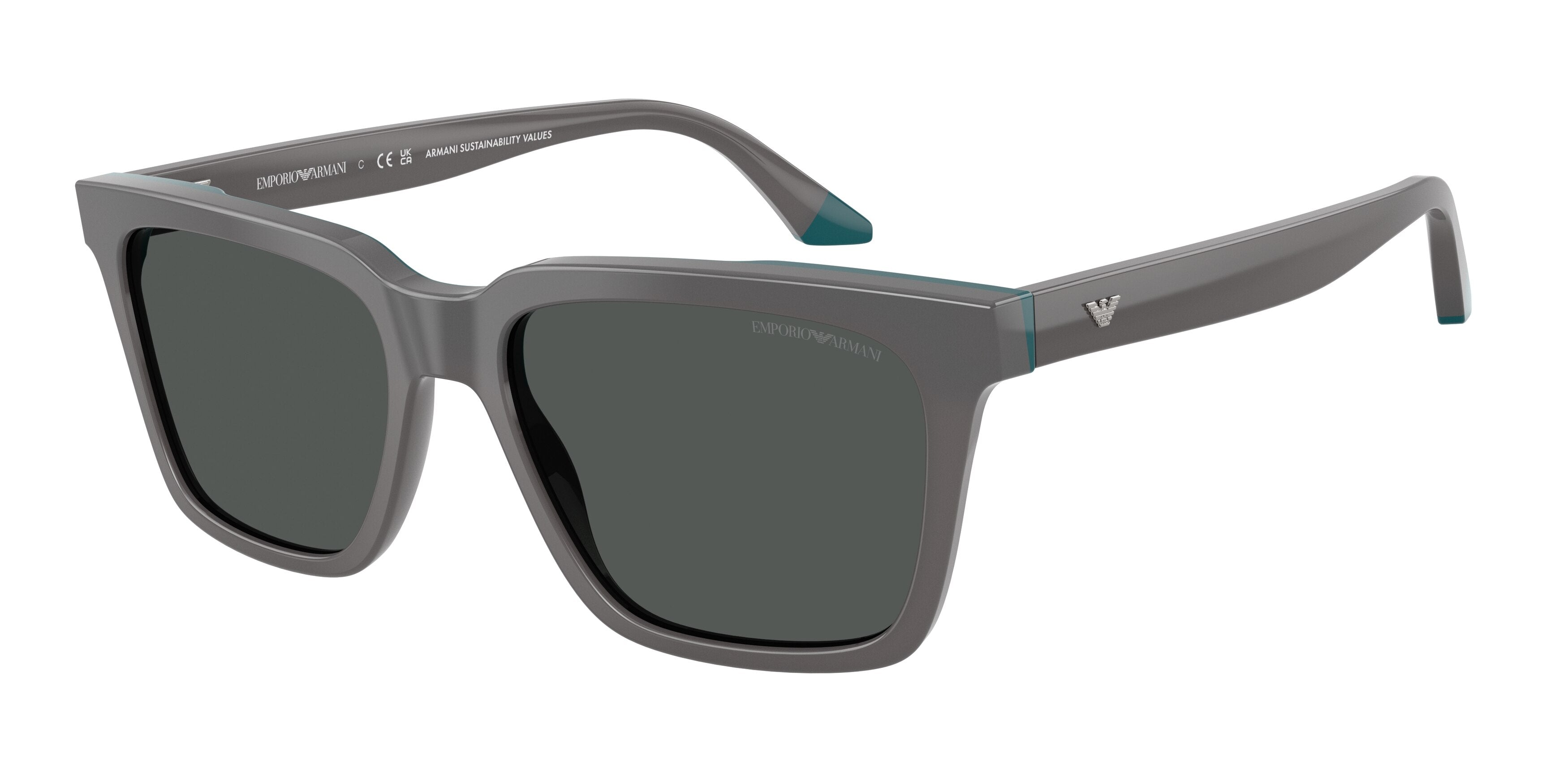 Emporio Armani EA4260F Square Sunglasses for Men — Free Shipping - 56-145-17 / 631487-Opaline Grey/Blue