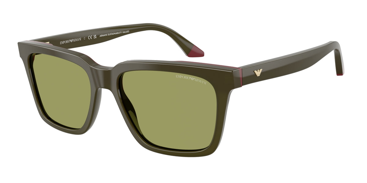 Emporio Armani EA4260 Square Sunglasses for Men — Free Shipping - 55-145-17 / 63162A-Opaline Green/Bordeaux