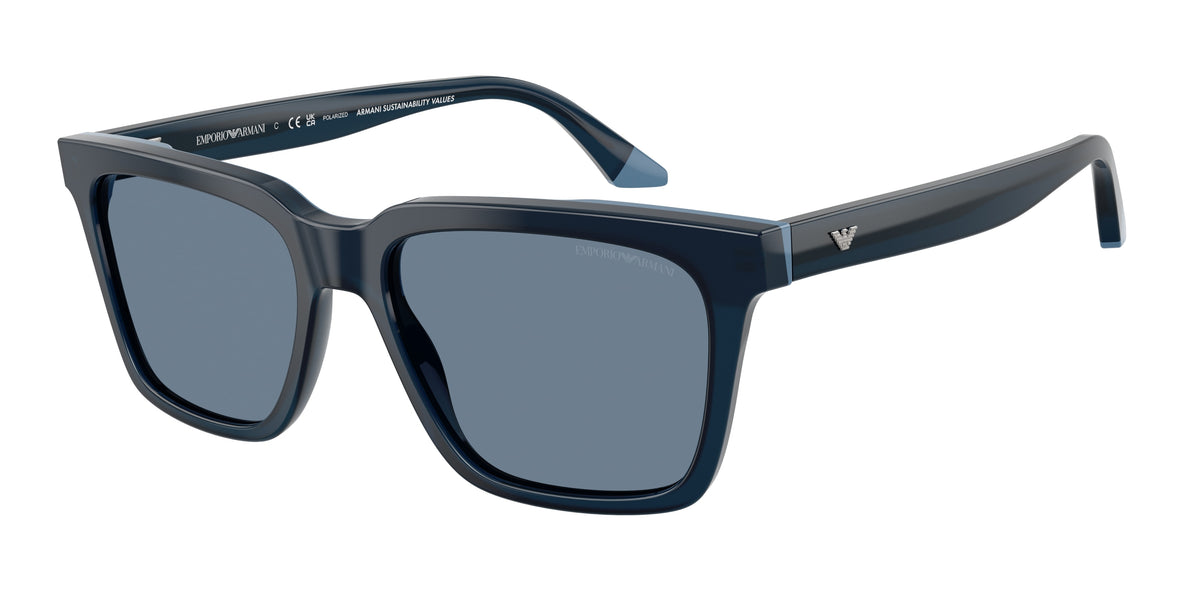 Emporio Armani EA4260 Square Sunglasses for Men — Free Shipping - 55-145-17 / 63172V-Opaline Blue - Polarized