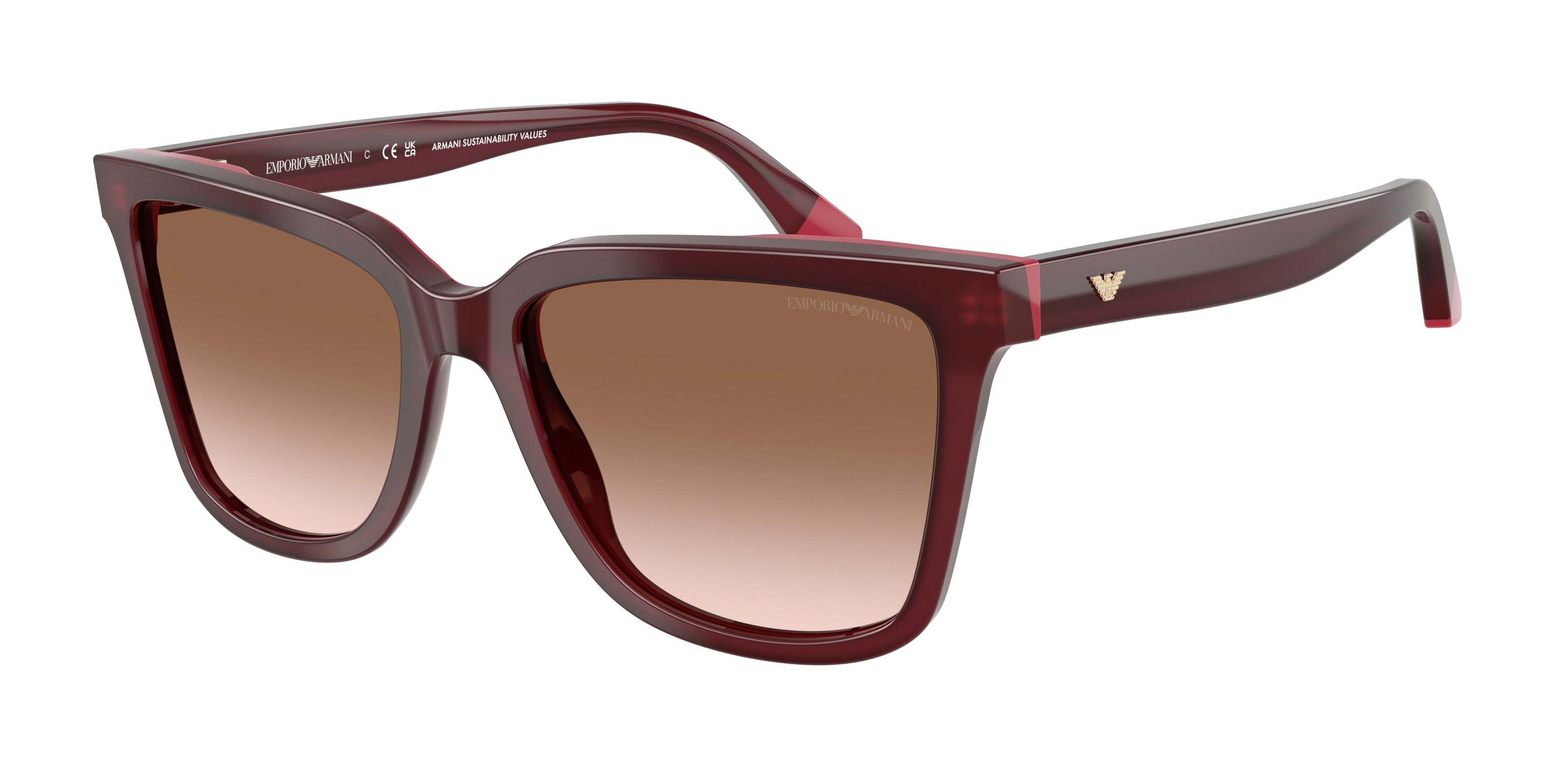 Emporio Armani EA4261F Irregular Sunglasses for Women — Free Shipping - 55-145-17 / 632013-Opal Bordeaux/Pink
