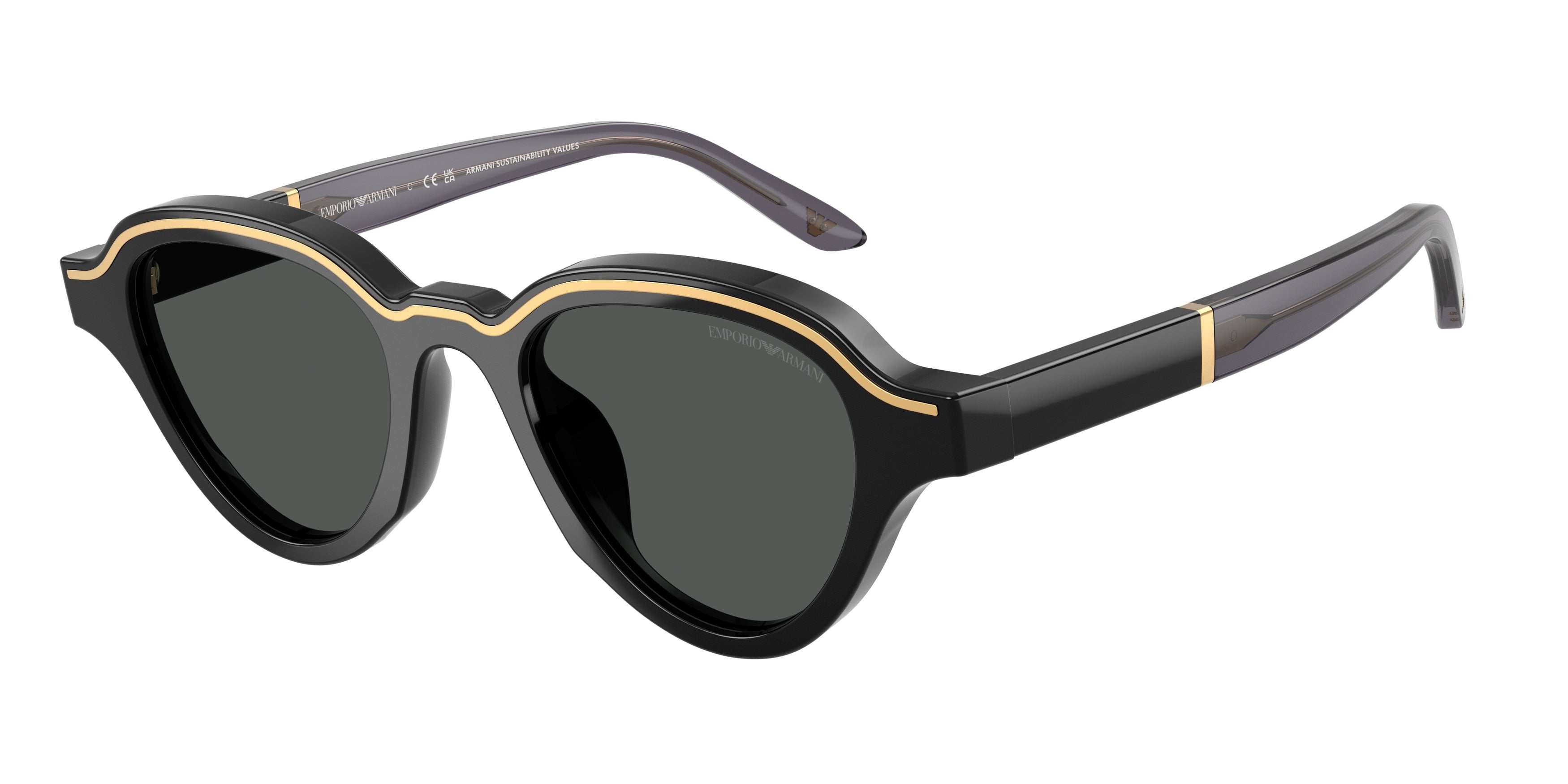 Emporio Armani EA4264U Irregular Sunglasses for Men — Free Shipping - 47-145-20 / 501787-Shiny Black