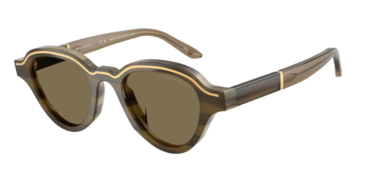 Emporio Armani EA4264U Irregular Sunglasses for Men — Free Shipping - 47-145-20 / 633873-Brown On Striped Beige