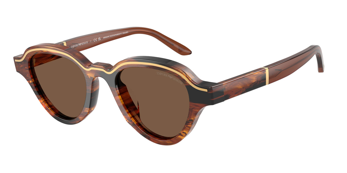Emporio Armani EA4264U Irregular Sunglasses for Men — Free Shipping - 47-145-20 / 633973-Striped Dark Brown