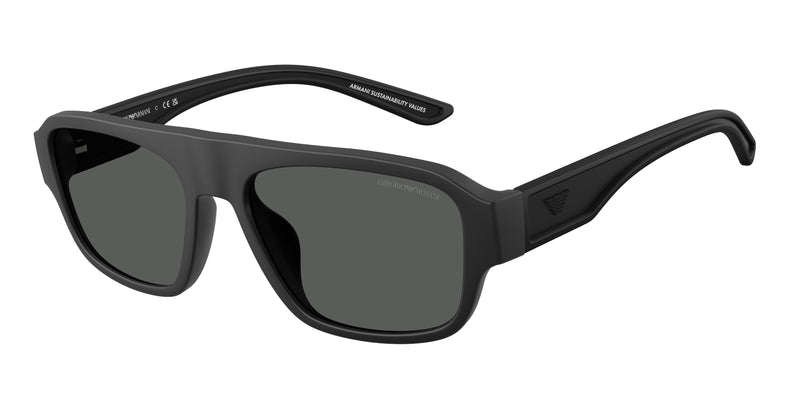 Emporio Armani EA4266U Irregular Sunglasses  500187-Rubberized Matte Black 55-145-17 - Color Map Black