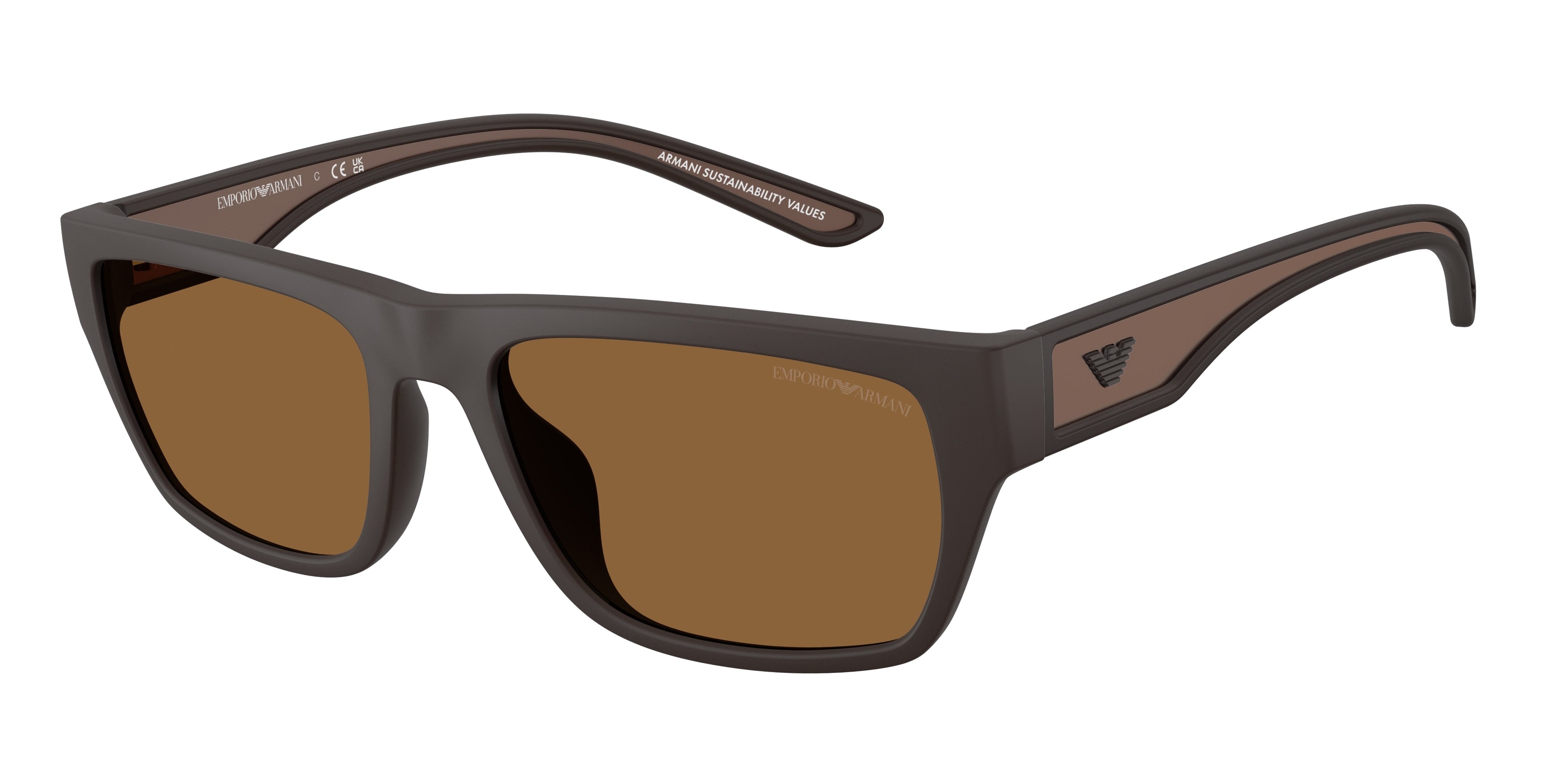 Emporio Armani EA4267U Pillow Sunglasses  618673-Rubberized Matte Brown 57-145-18 - Color Map Brown