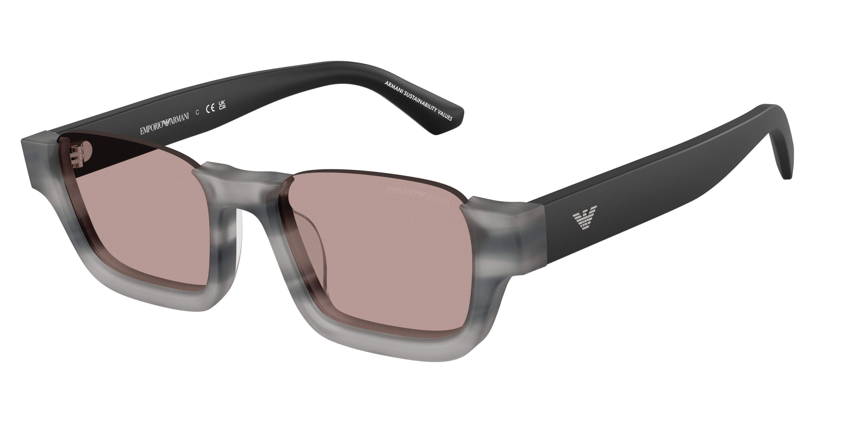 Emporio Armani EA4268U Irregular Sunglasses  63677N-Striped Havana Grey 58-145-12 - Color Map Grey