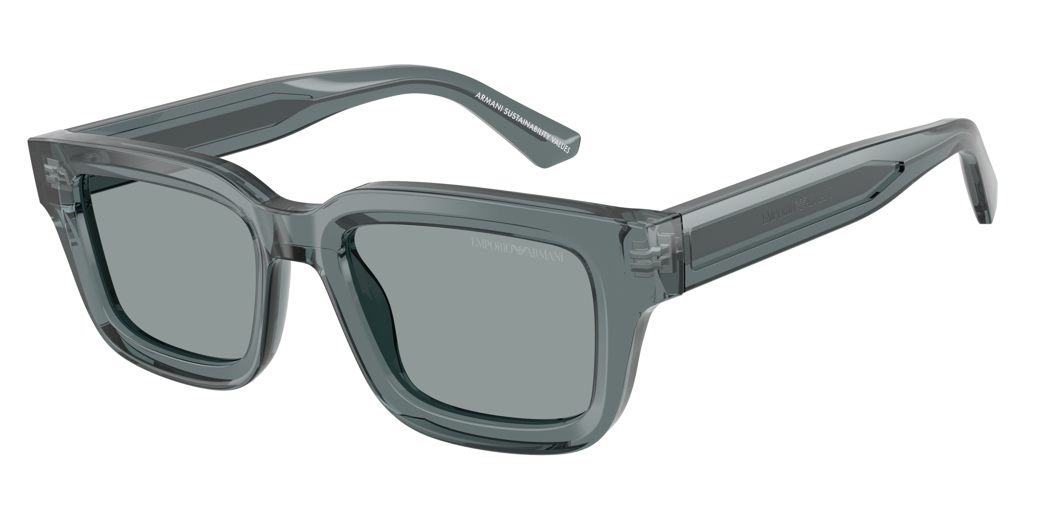 Emporio Armani EA4270F Irregular Sunglasses  6364/1-Shiny Transparent Grey 53-145-19 - Color Map Grey