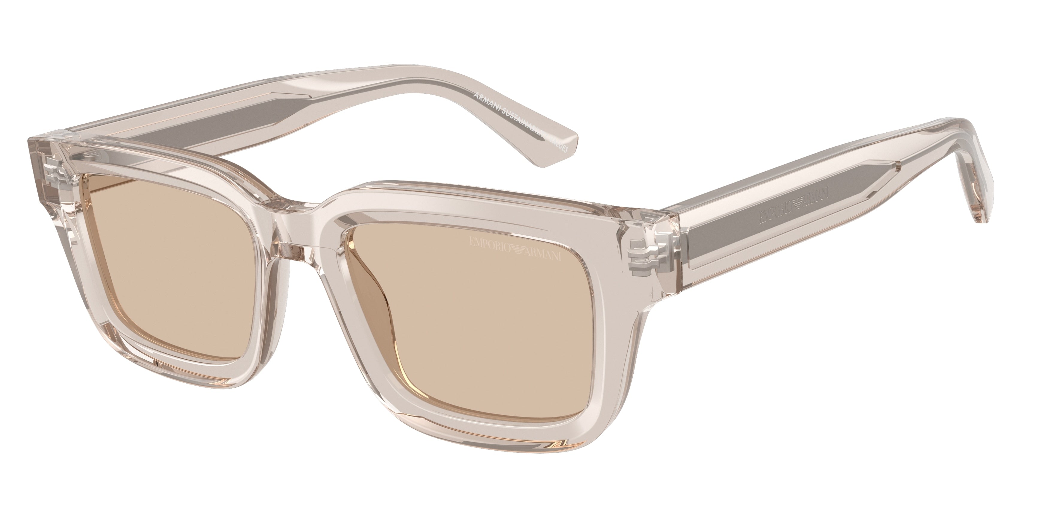 Emporio Armani EA4270 Irregular Sunglasses  636393-Shiny Transparent Tundra 51-145-19 - Color Map Brown