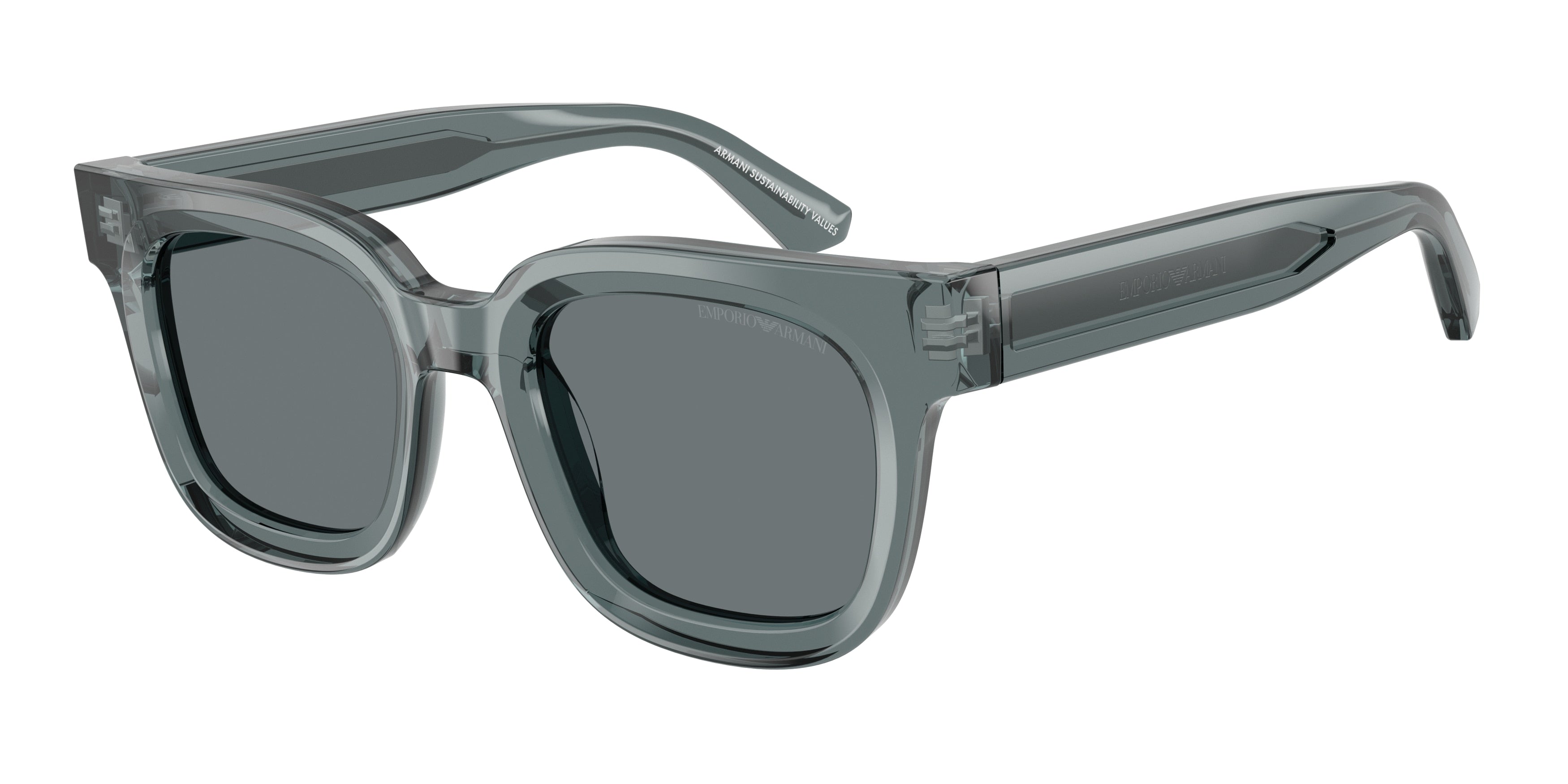 Emporio Armani EA4271 Irregular Sunglasses  636480-Shiny Transparent Grey 47-140-20 - Color Map Grey