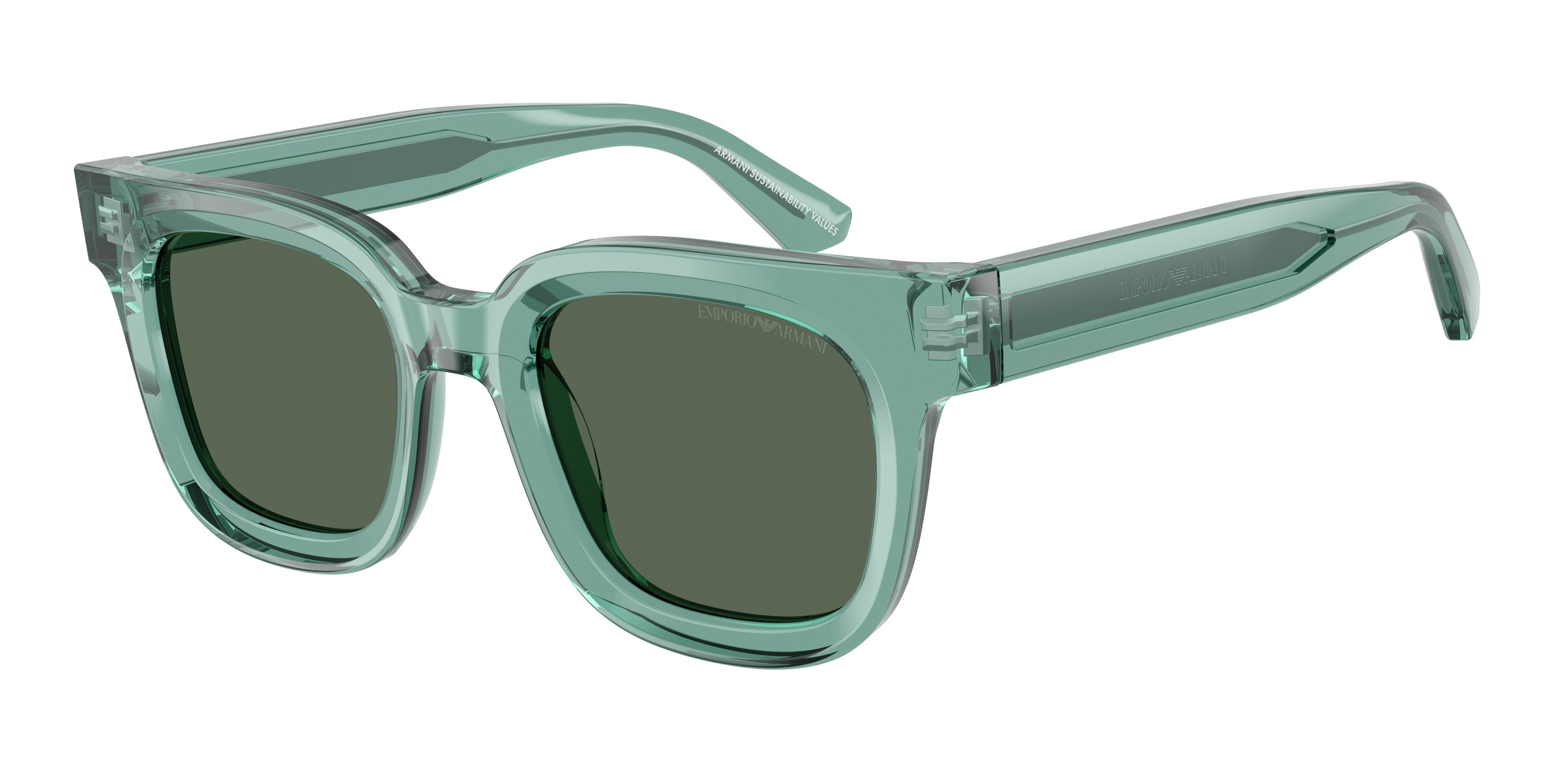 Emporio Armani EA4271 Irregular Sunglasses  636571-Shiny Transparent Green 47-140-20 - Color Map Green