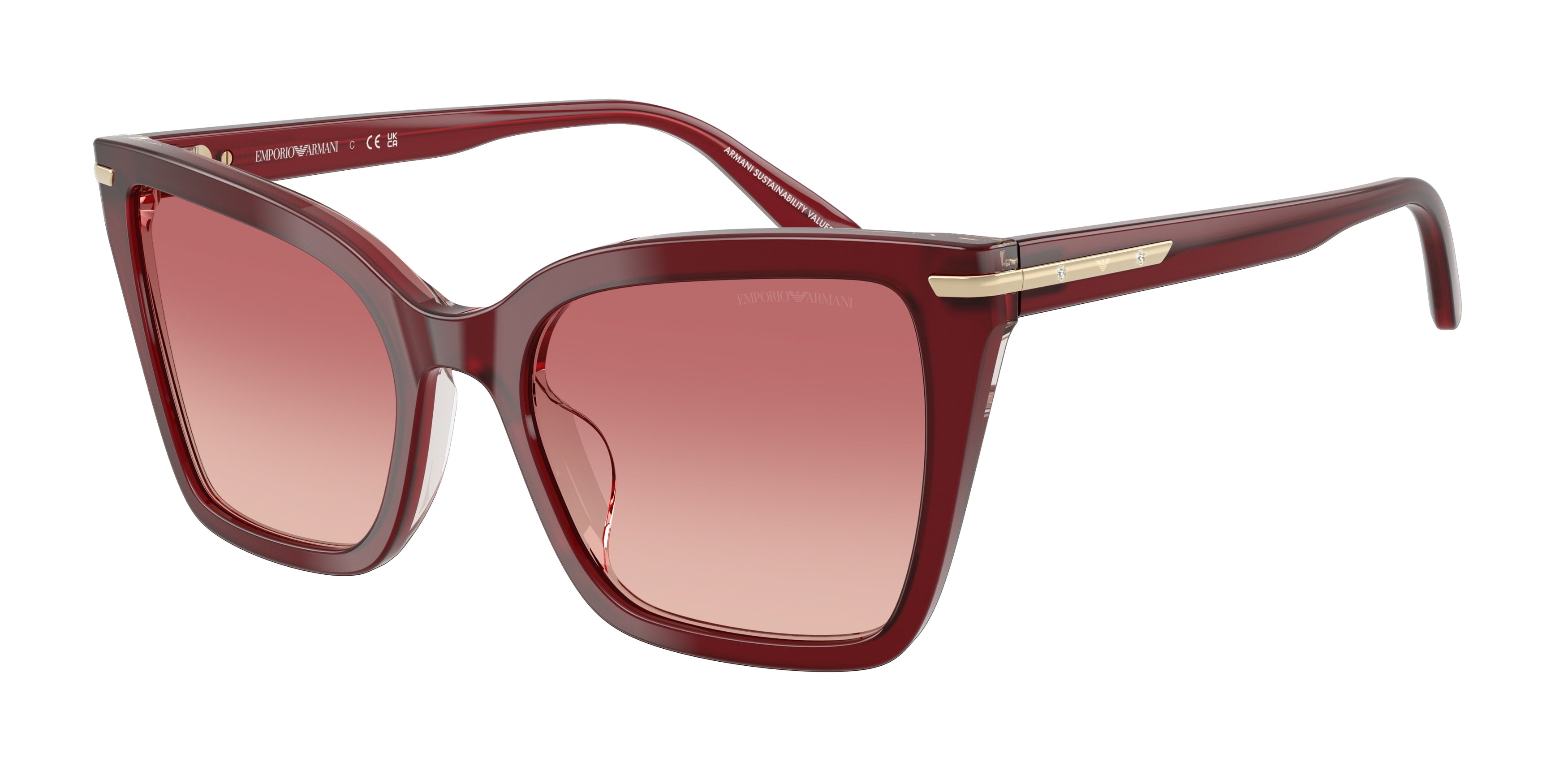 Emporio Armani EA4273BU Square Sunglasses  6377A5-Shiny Bordeaux 53-140-19 - Color Map Red