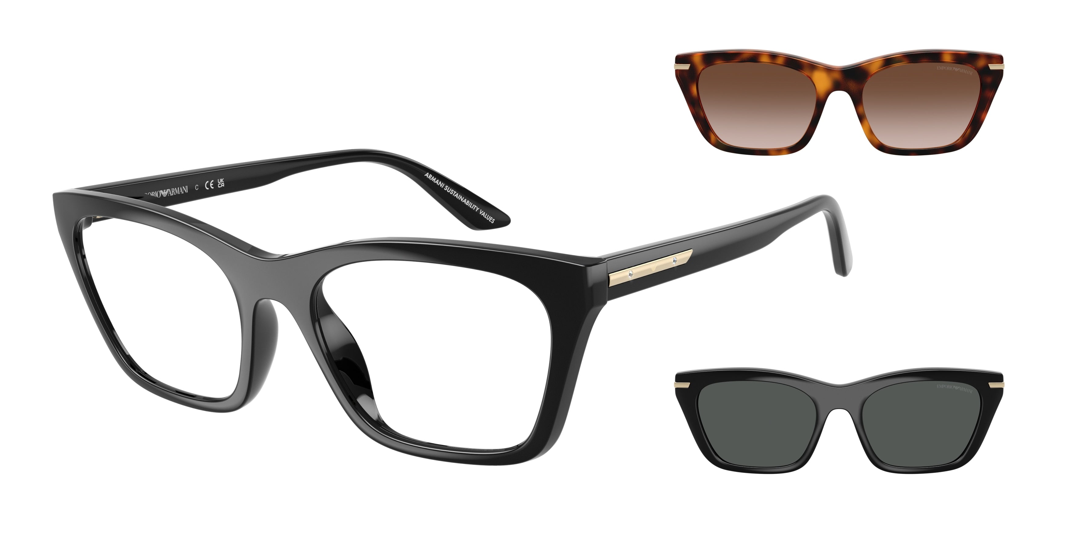 Emporio Armani EA4274BU Cat Eye Sunglasses  50171W-Shiny Black 55-140-19 - Color Map Black