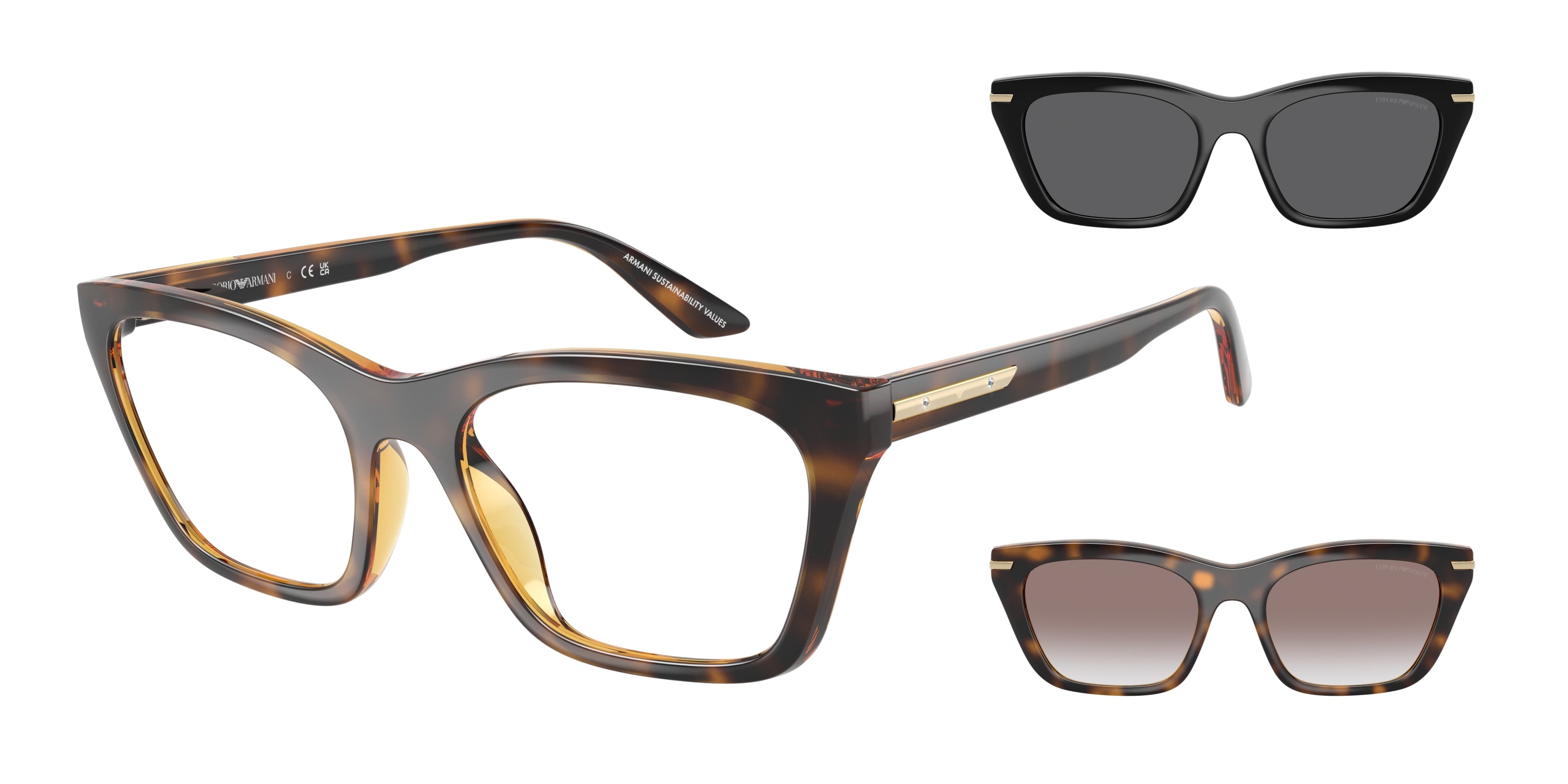Emporio Armani EA4274BU Cat Eye Sunglasses  50261W-Shiny Havana 55-140-19 - Color Map Tortoise
