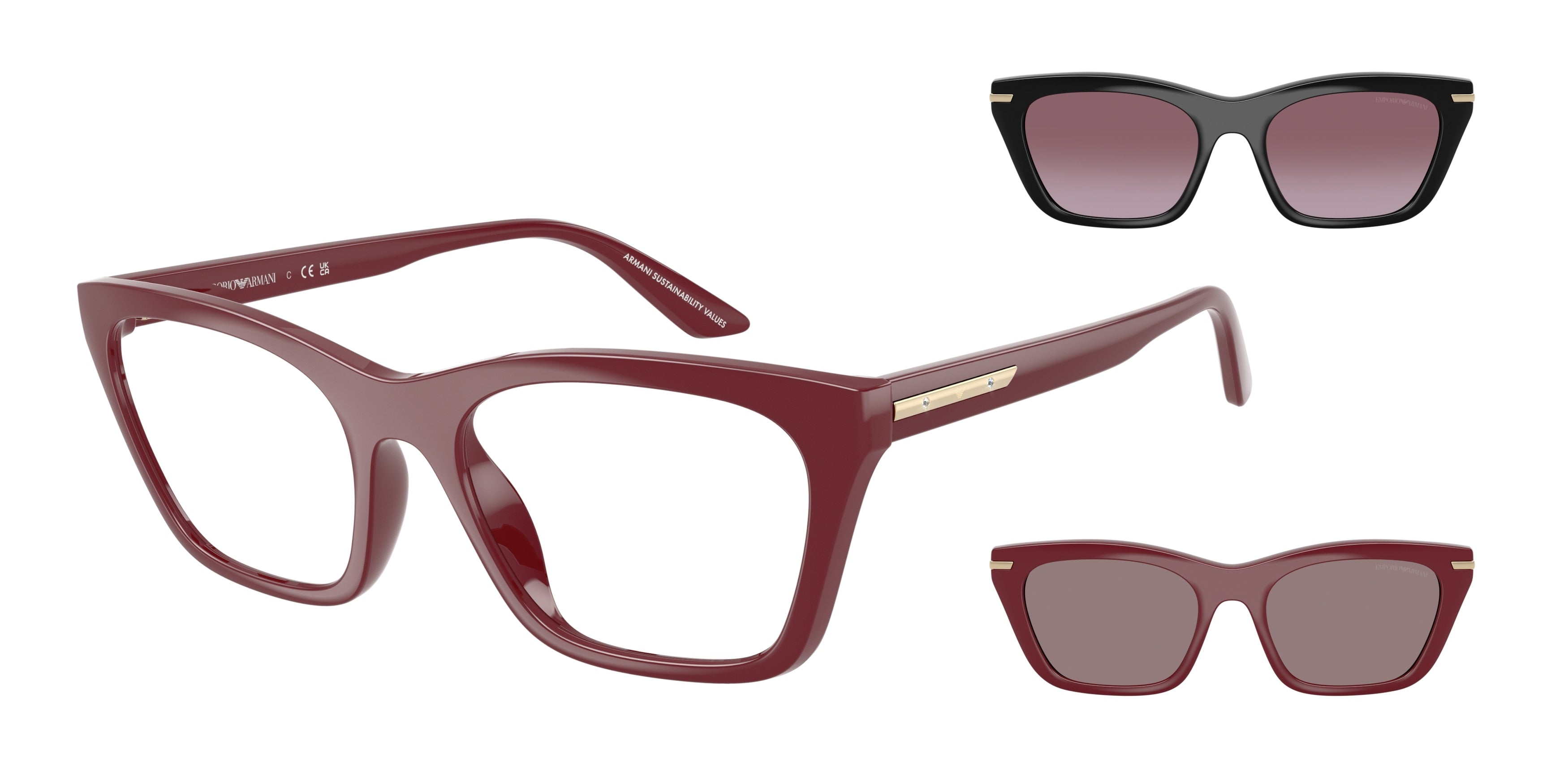 Emporio Armani EA4274BU Cat Eye Sunglasses  52611W-Shiny Bordeaux 55-140-19 - Color Map Red