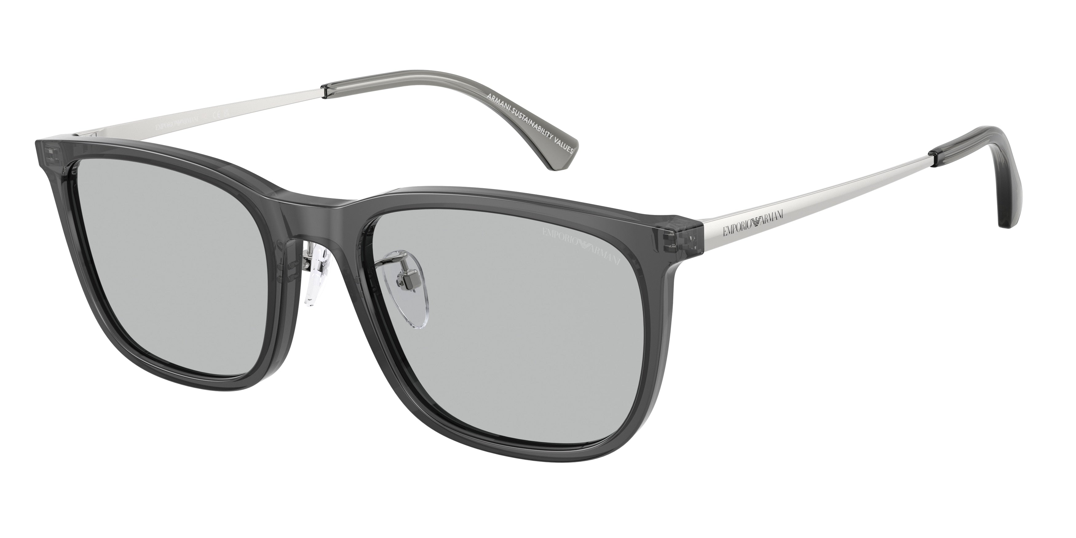 Emporio Armani EA4275D Square Sunglasses  502987-Shiny Transparent Grey 56-145-20 - Color Map Grey