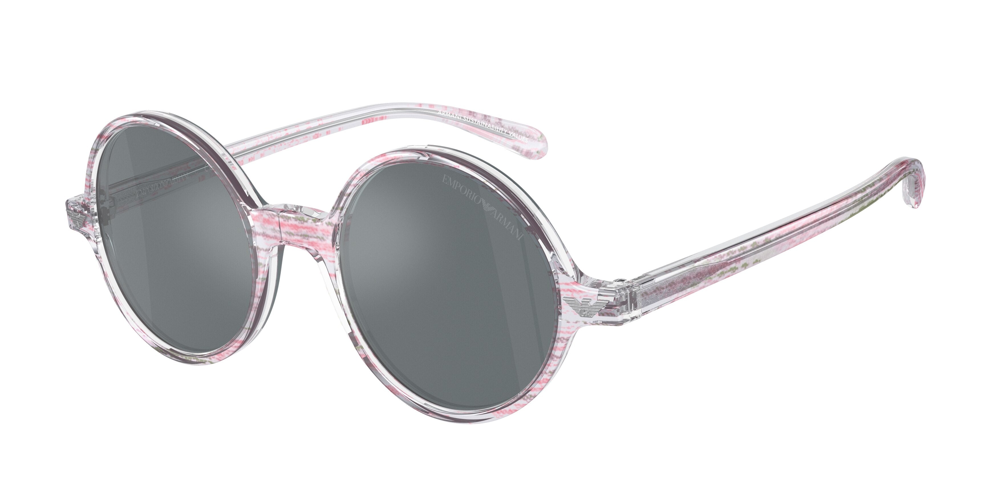 Emporio Armani EA501M Round Sunglasses  60196G-Crystal Pink Pattern 47-140-20 - Color Map Pink
