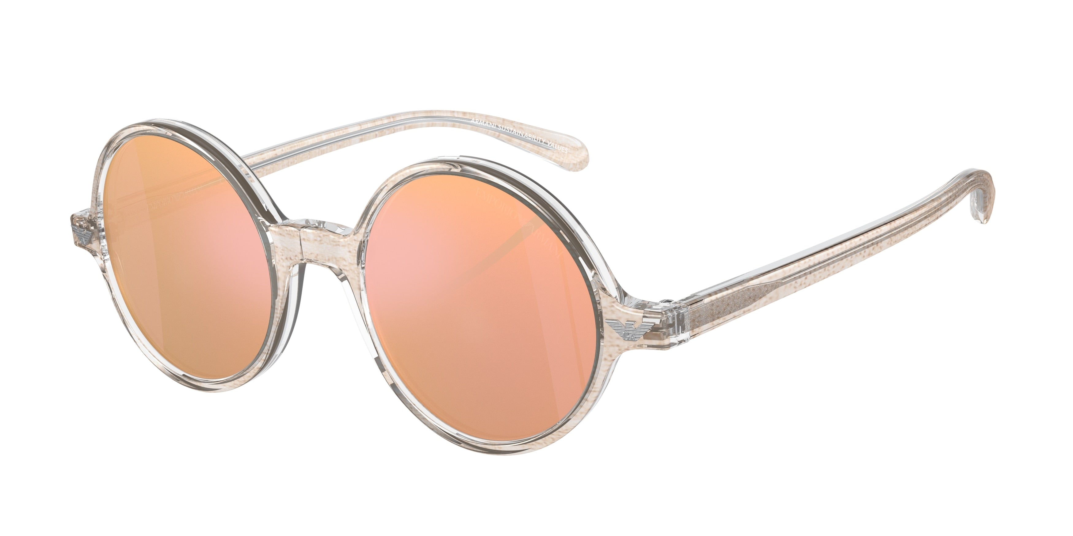 Emporio Armani EA501M Round Sunglasses  60204Z-Crystal Brown Pattern 47-140-20 - Color Map Brown
